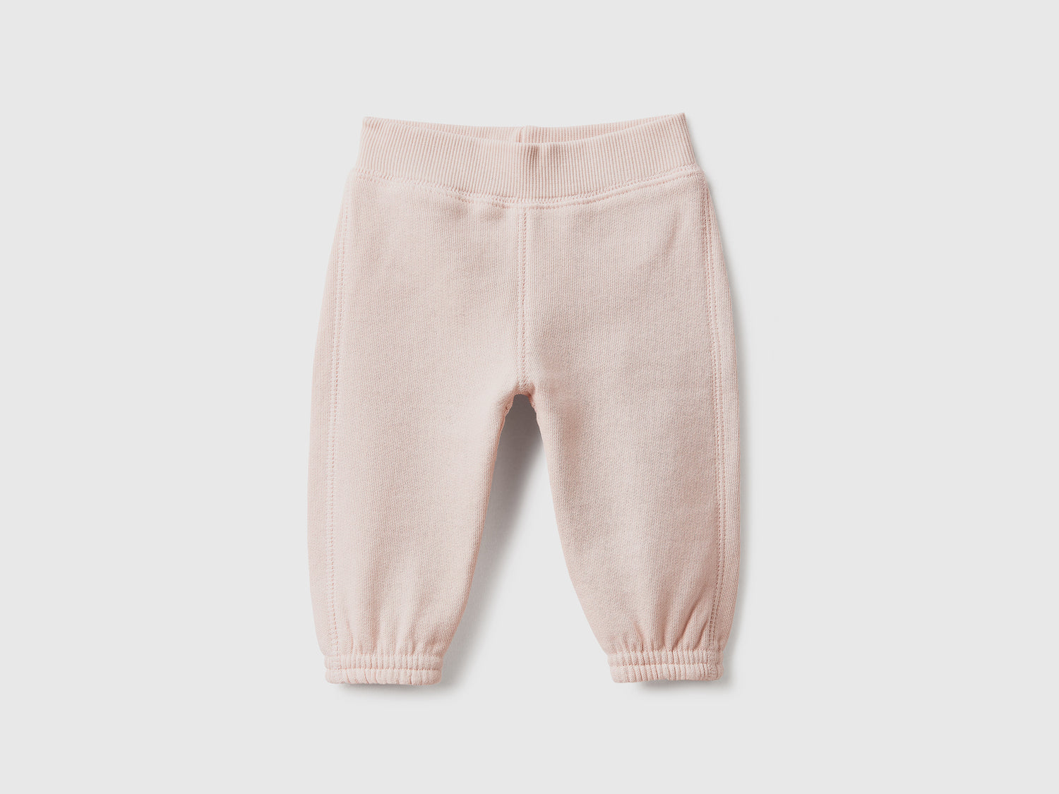 Pantaloni lunghi in felpa di puro cotone da neonato rosa tenue | Benetton Outlet