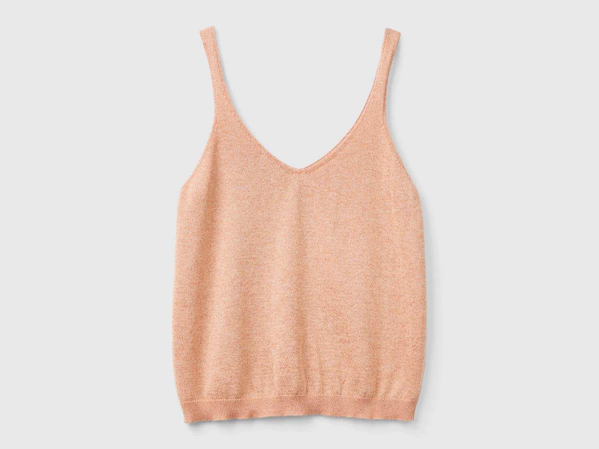 Top con scollo a V e lurex
