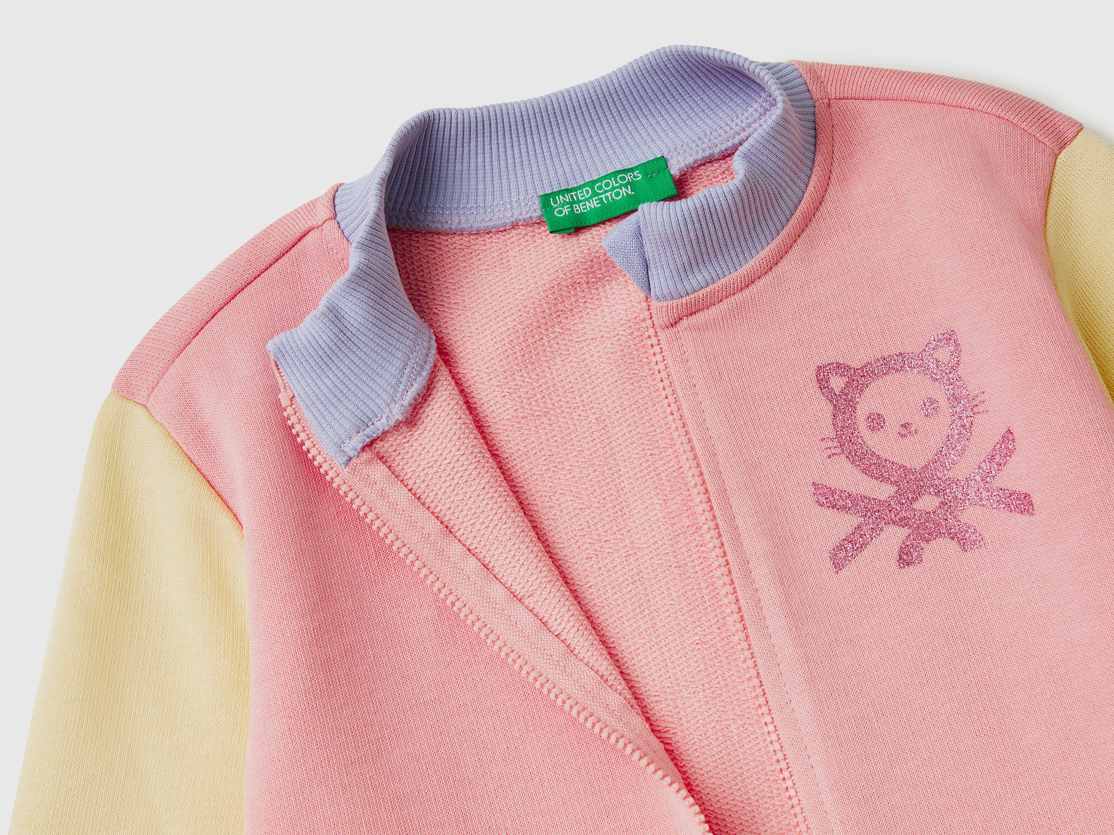 Felpa con zip in cotone bio da bimba multi-color 2 | Benetton Outlet