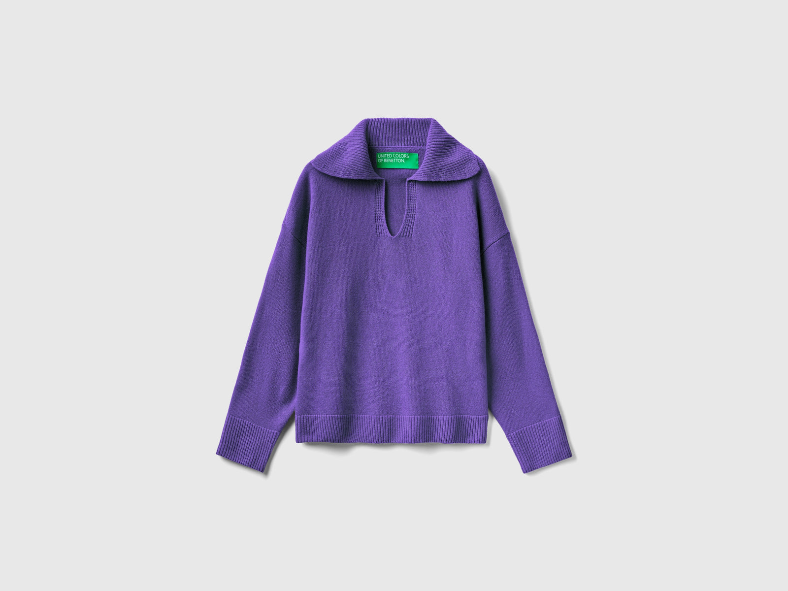 Maglia boxy fit con collo a polo da donna viola | Benetton Outlet