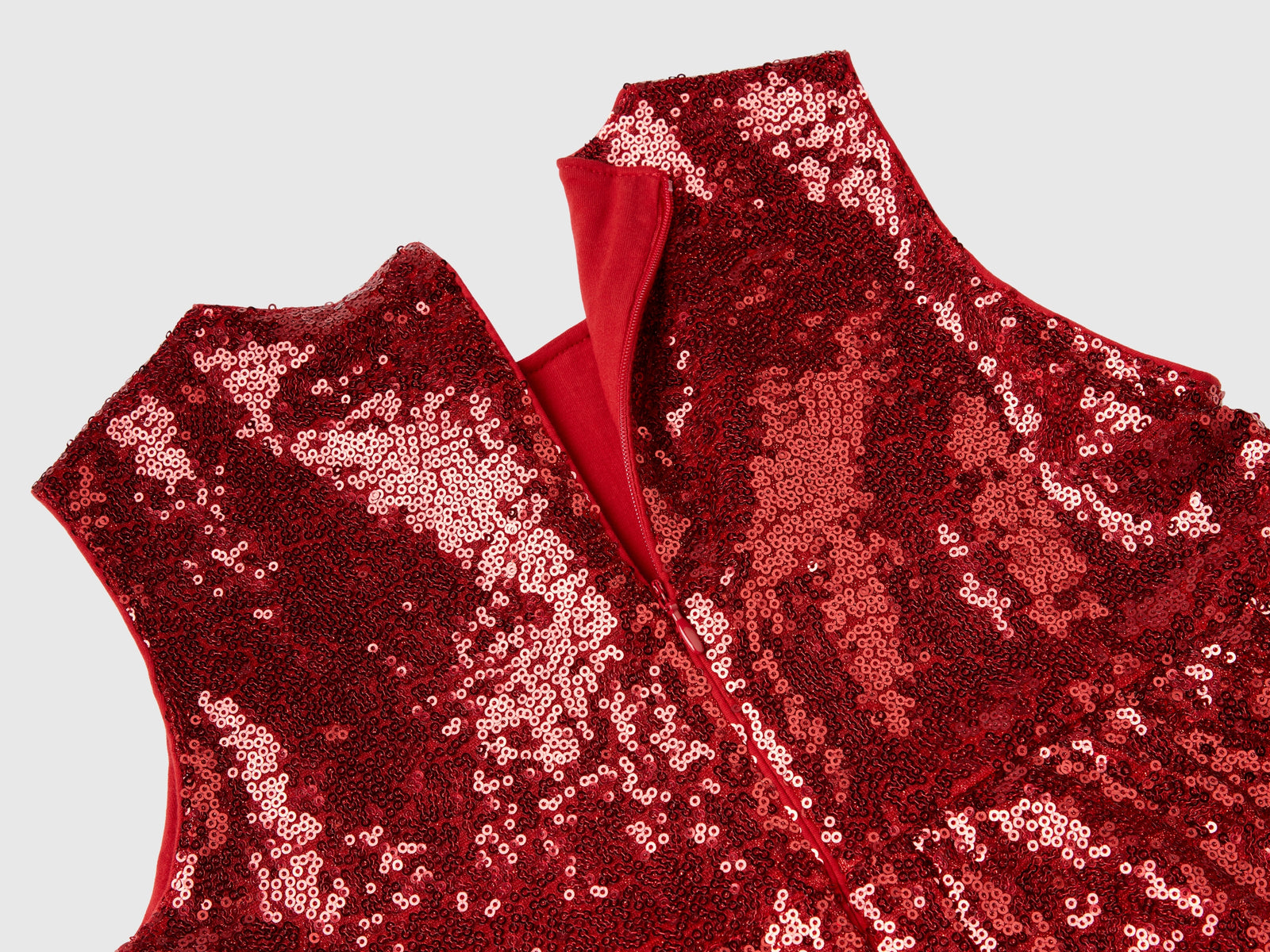 Abito con paillettes da bambina rosso 2 | Benetton Outlet