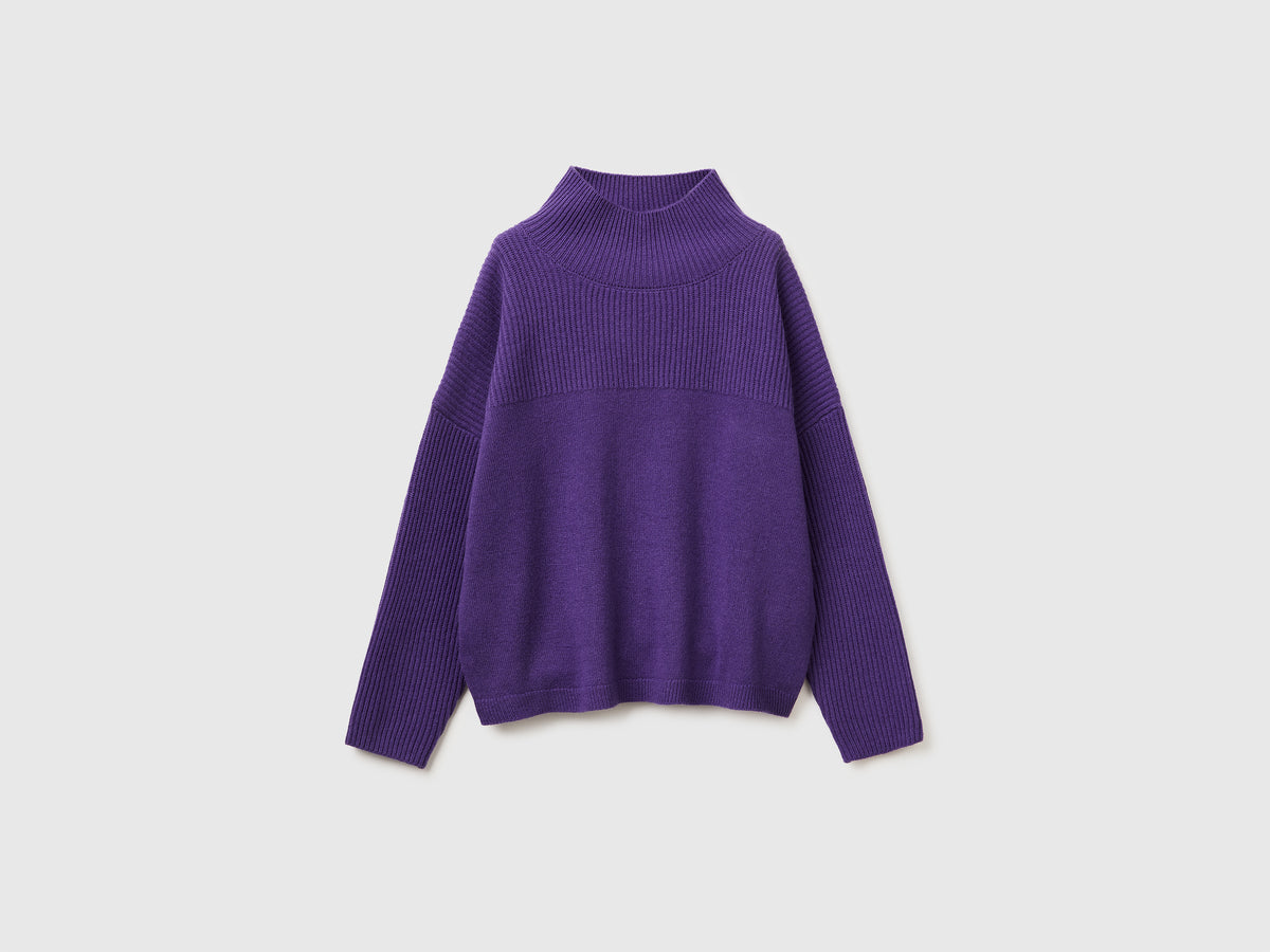 Maglione collo alto 100% lana