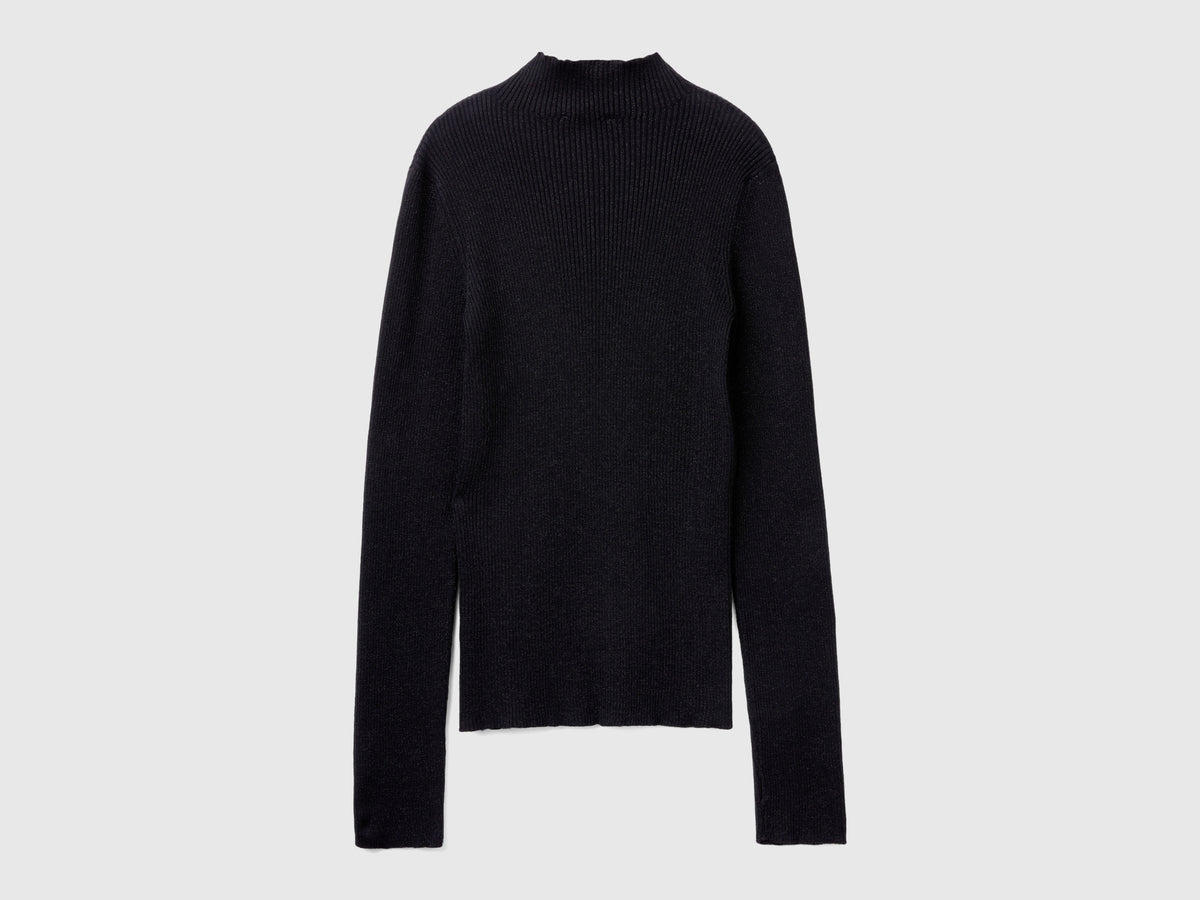 Maglia lupetto aderente con lurex