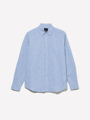 Camicia in misto lino azzurra