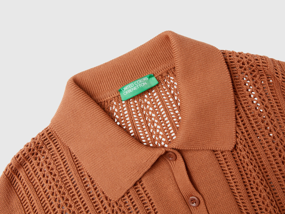 Polo in maglia crochet