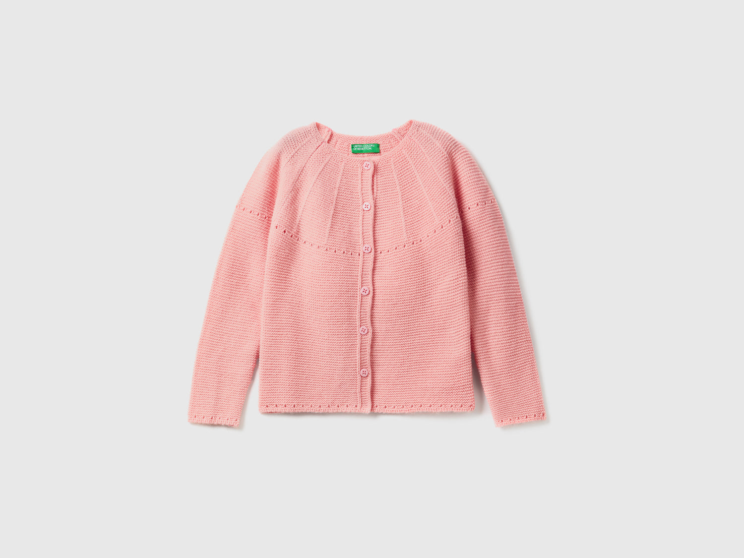 Cardigan con dettagli traforati da bimba rosa | Benetton Outlet