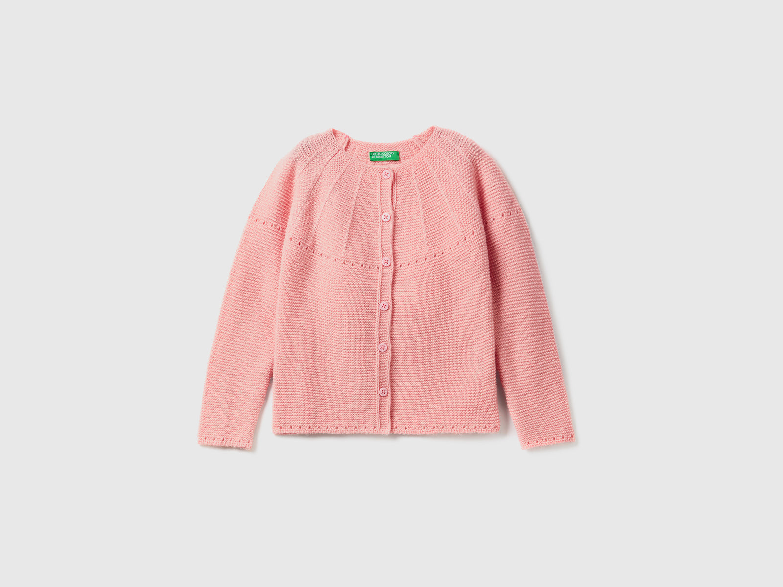 Cardigan con dettagli traforati da bimba rosa | Benetton Outlet