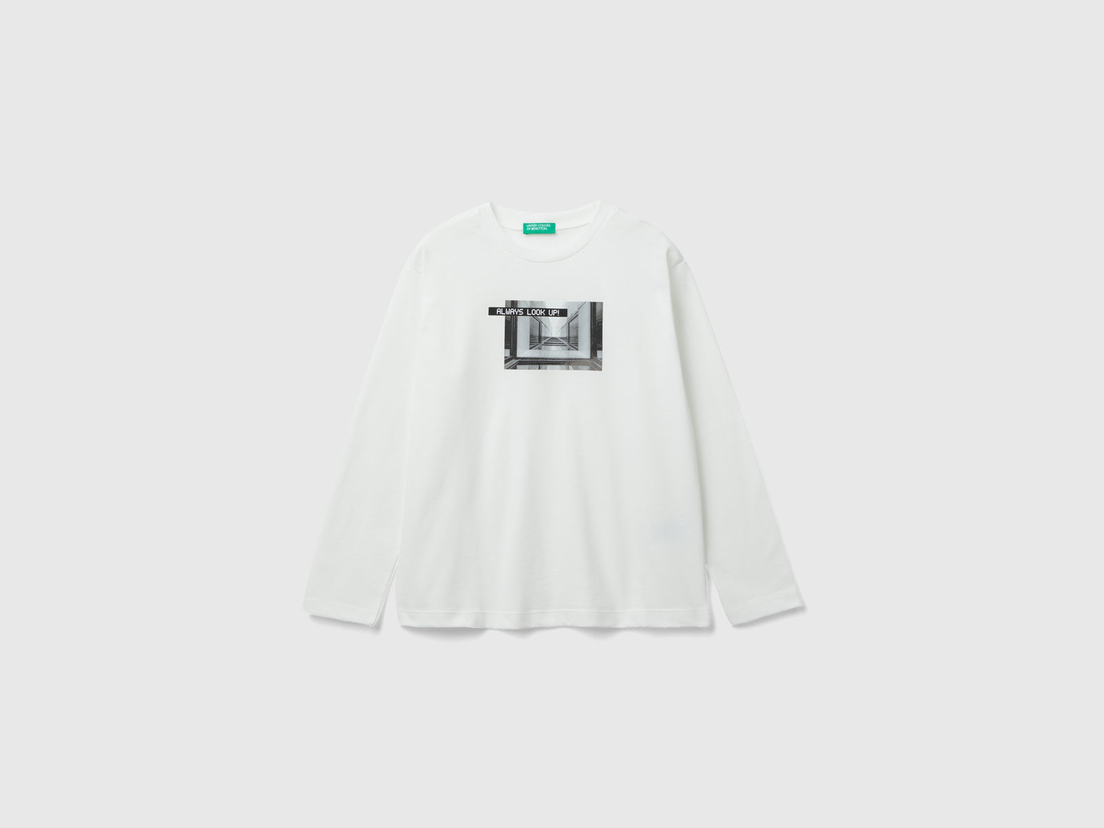 Calda t-shirt con stampa fotografica da bambino bianco | Benetton Outlet