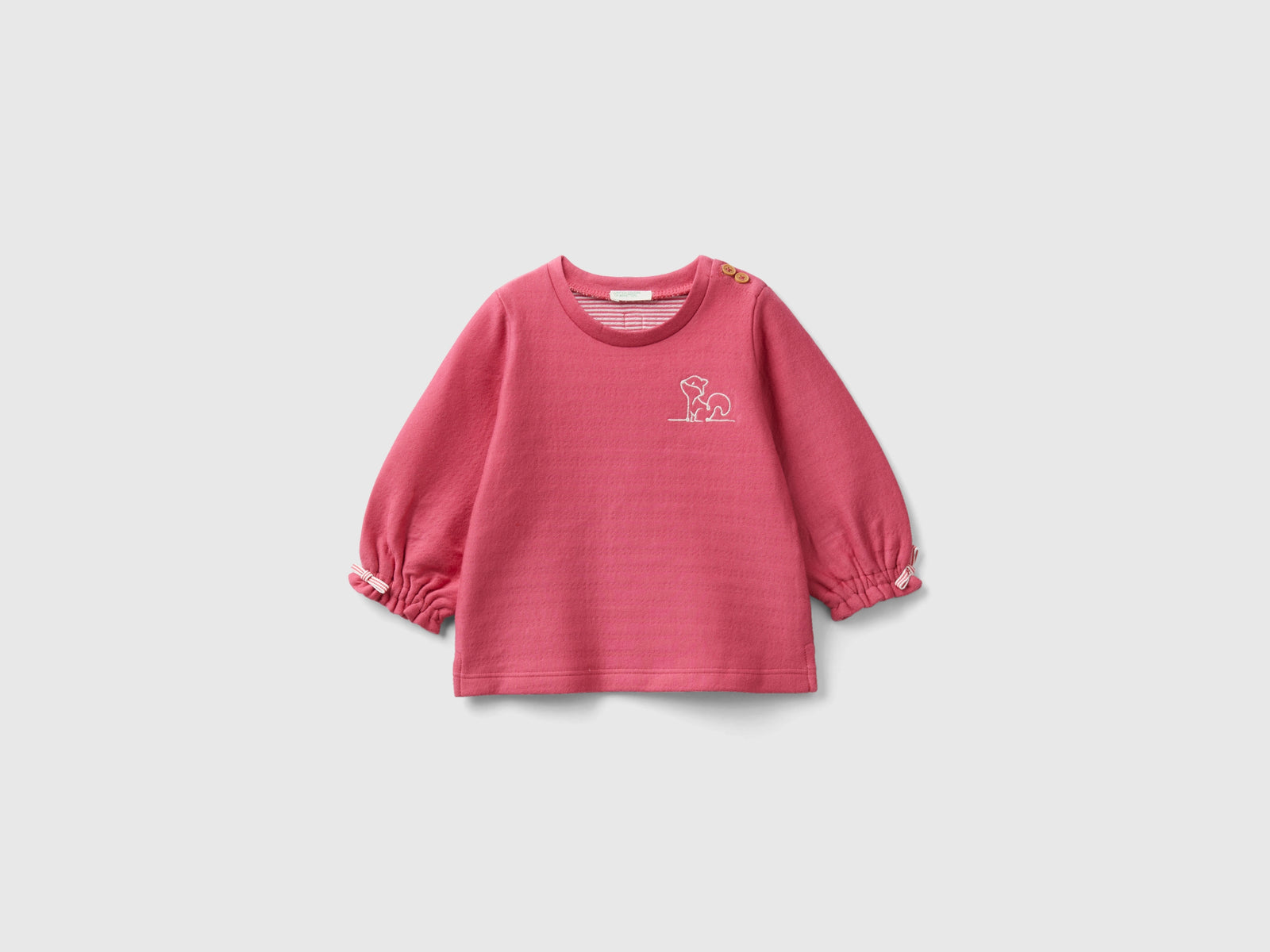 Felpa a righe con ricamo da neonato salmone | Benetton Outlet