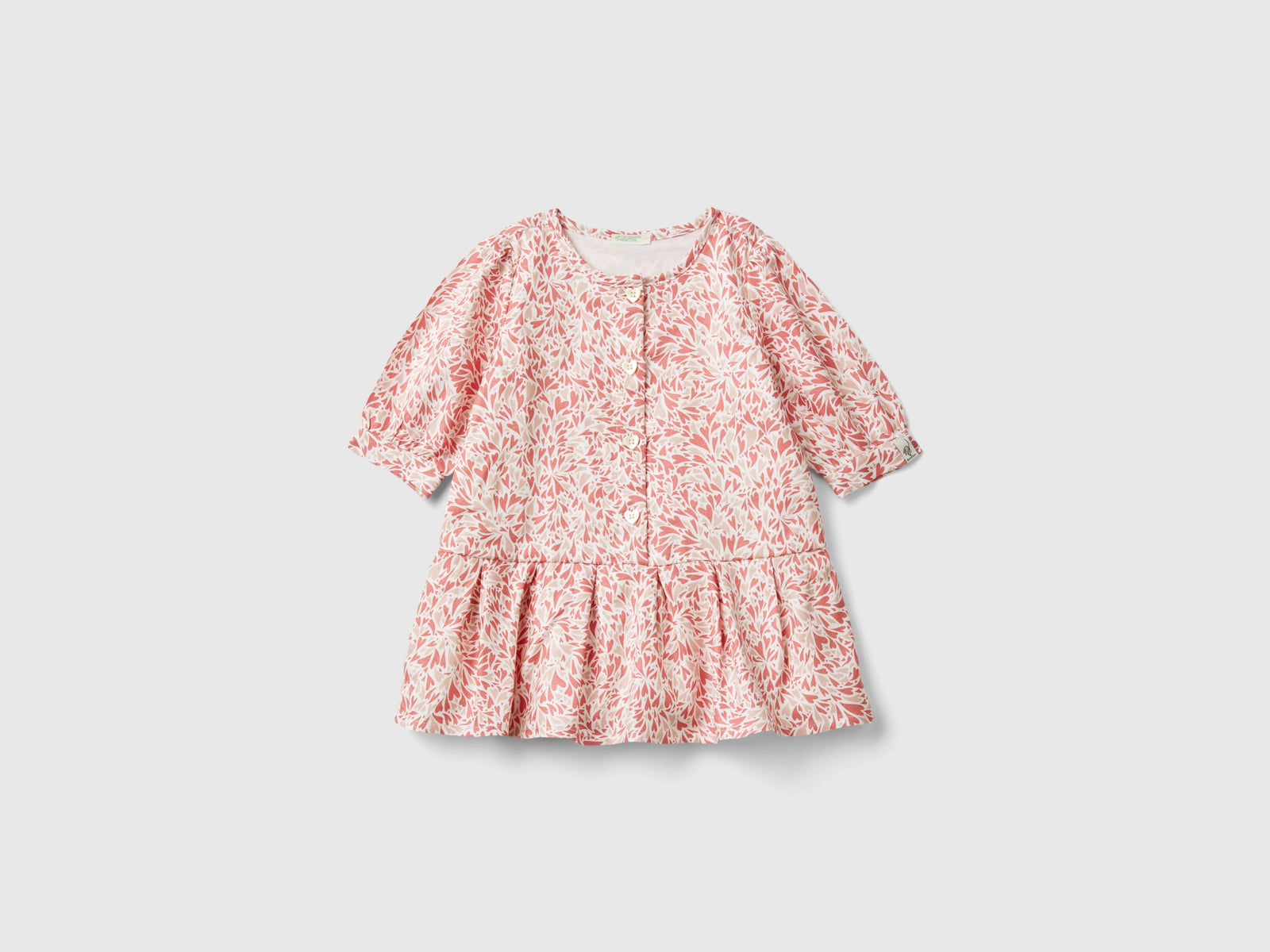 Viscose heart-print dress da neonato rosa | Benetton Outlet
