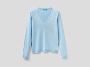 Maglia in puro cotone con scollo a V