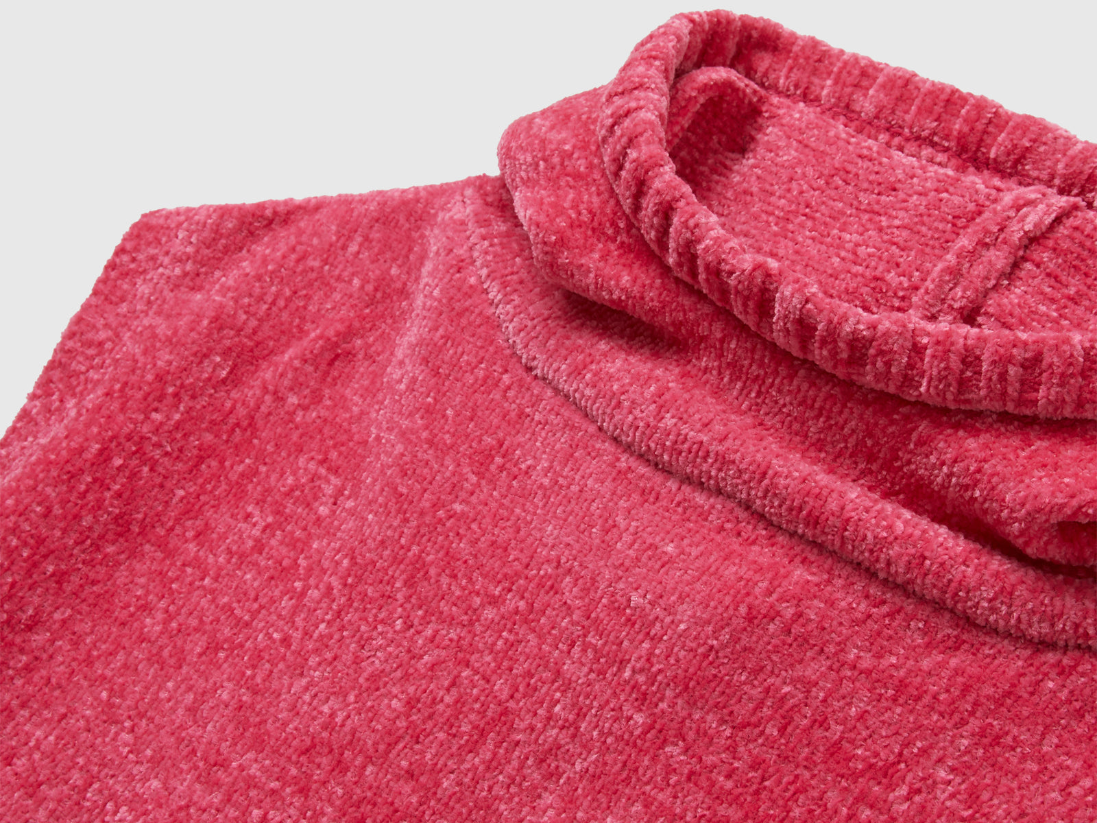 Poncho in ciniglia da bambina fucsia 3 | Benetton Outlet