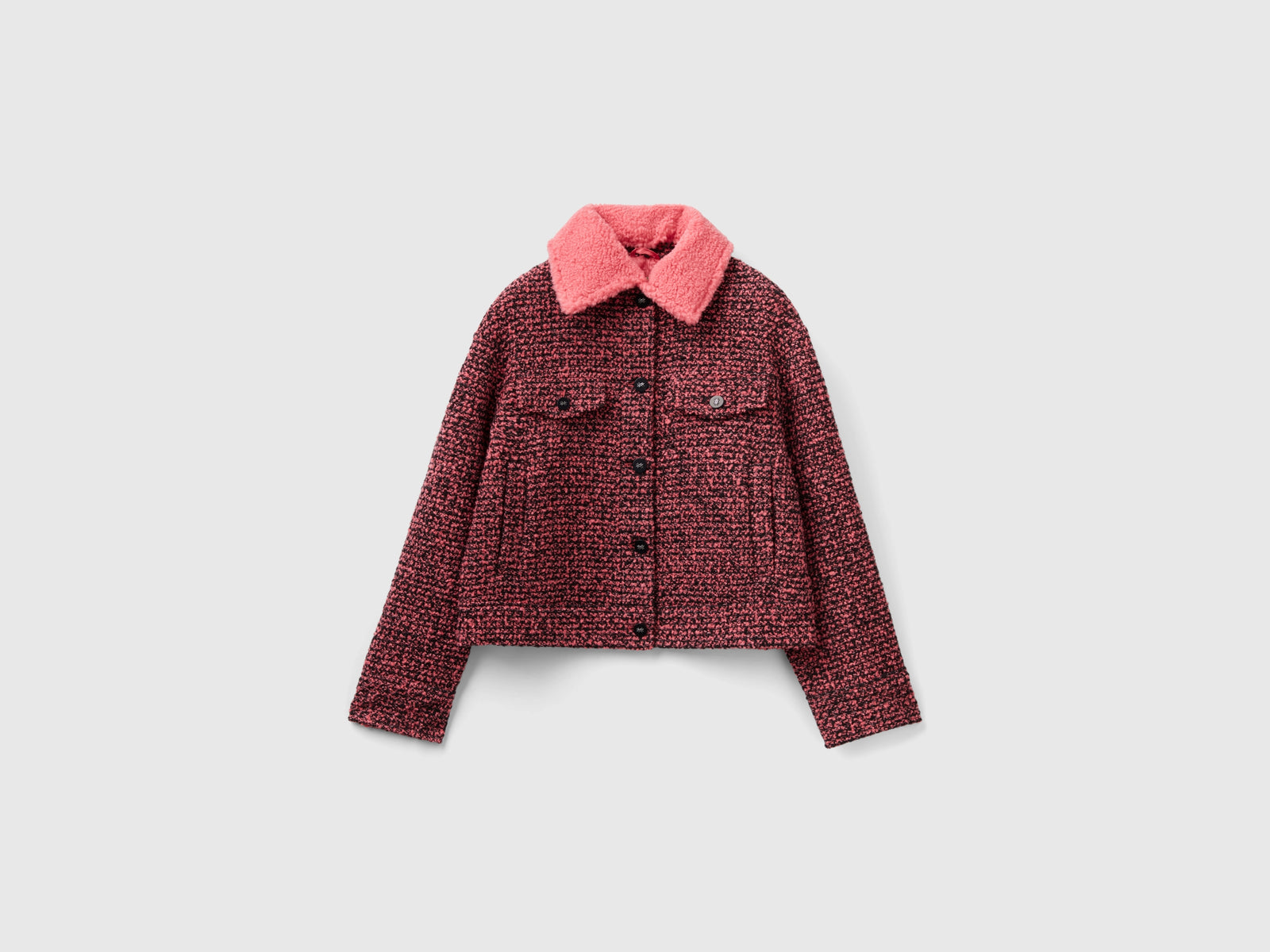 Giacca in tweed con colletto staccabile da donna bordeaux | Benetton Outlet