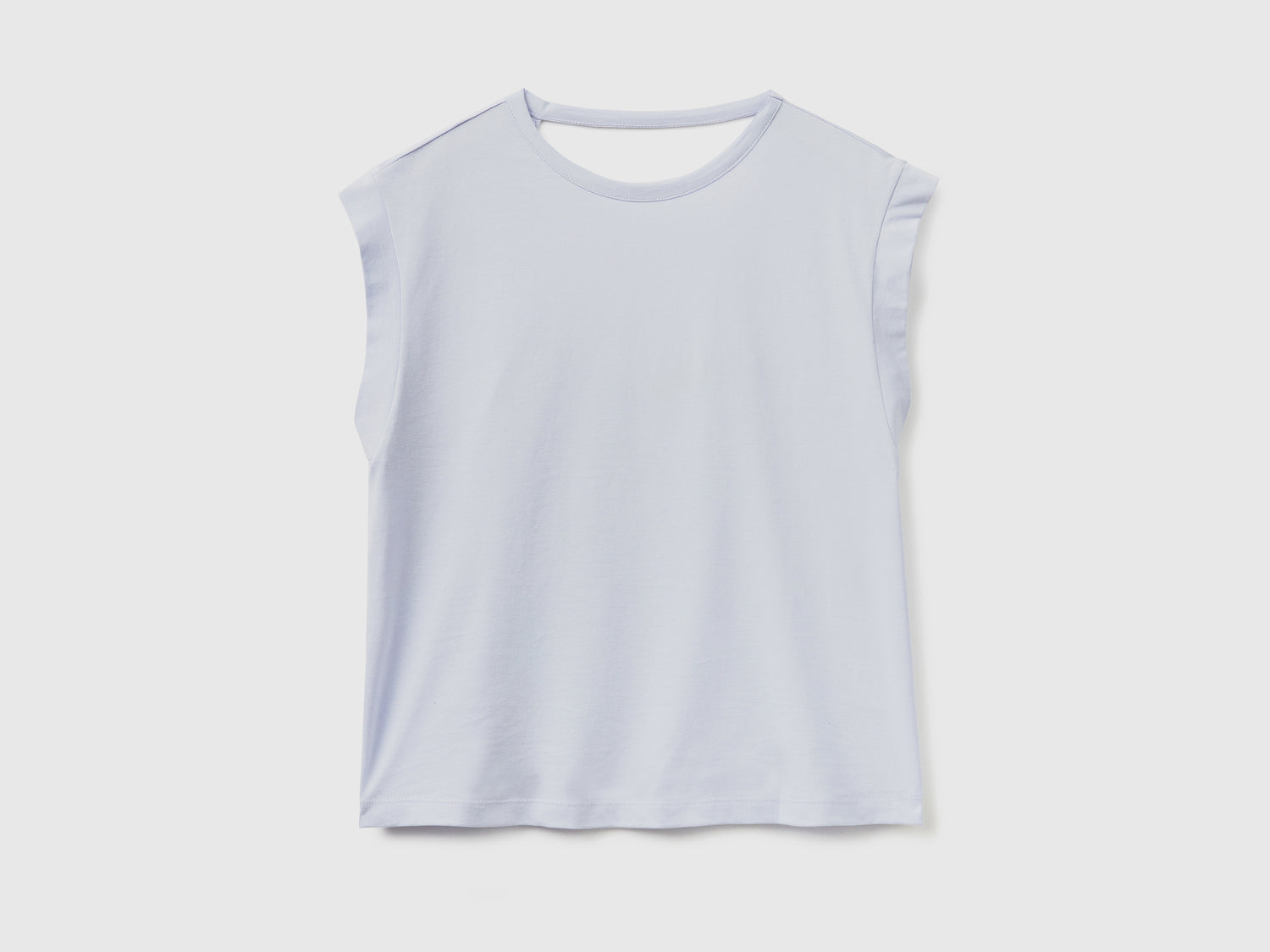T-shirt girocollo smanicata in puro cotone da donna lilla | Benetton Outlet