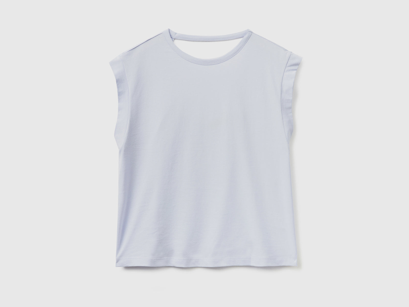 T-shirt girocollo smanicata in puro cotone da donna lilla | Benetton Outlet