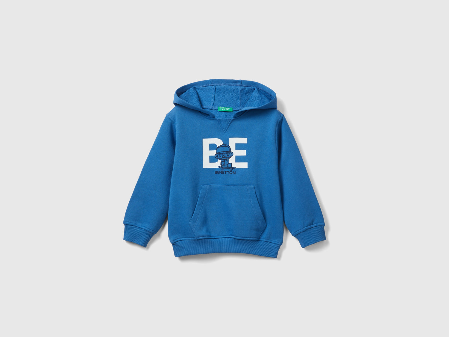 Felpa con cappuccio 100% cotone da bimbo blu | Benetton Outlet