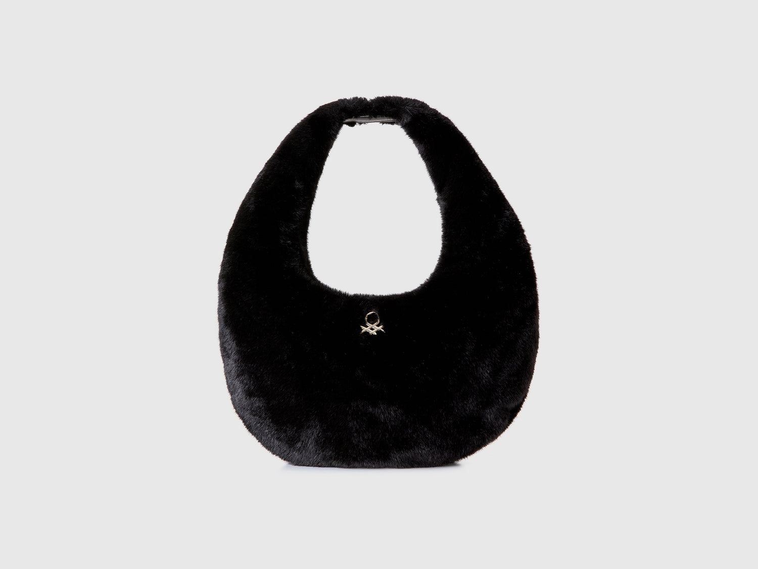 Borsa grande a mezzaluna in pelliccia sintetica da donna nero | Benetton Outlet