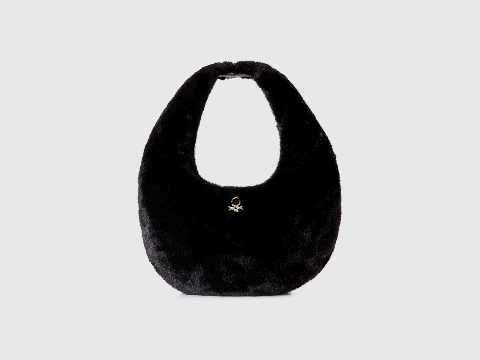 Borsa grande a mezzaluna in pelliccia sintetica da donna nero | Benetton Outlet