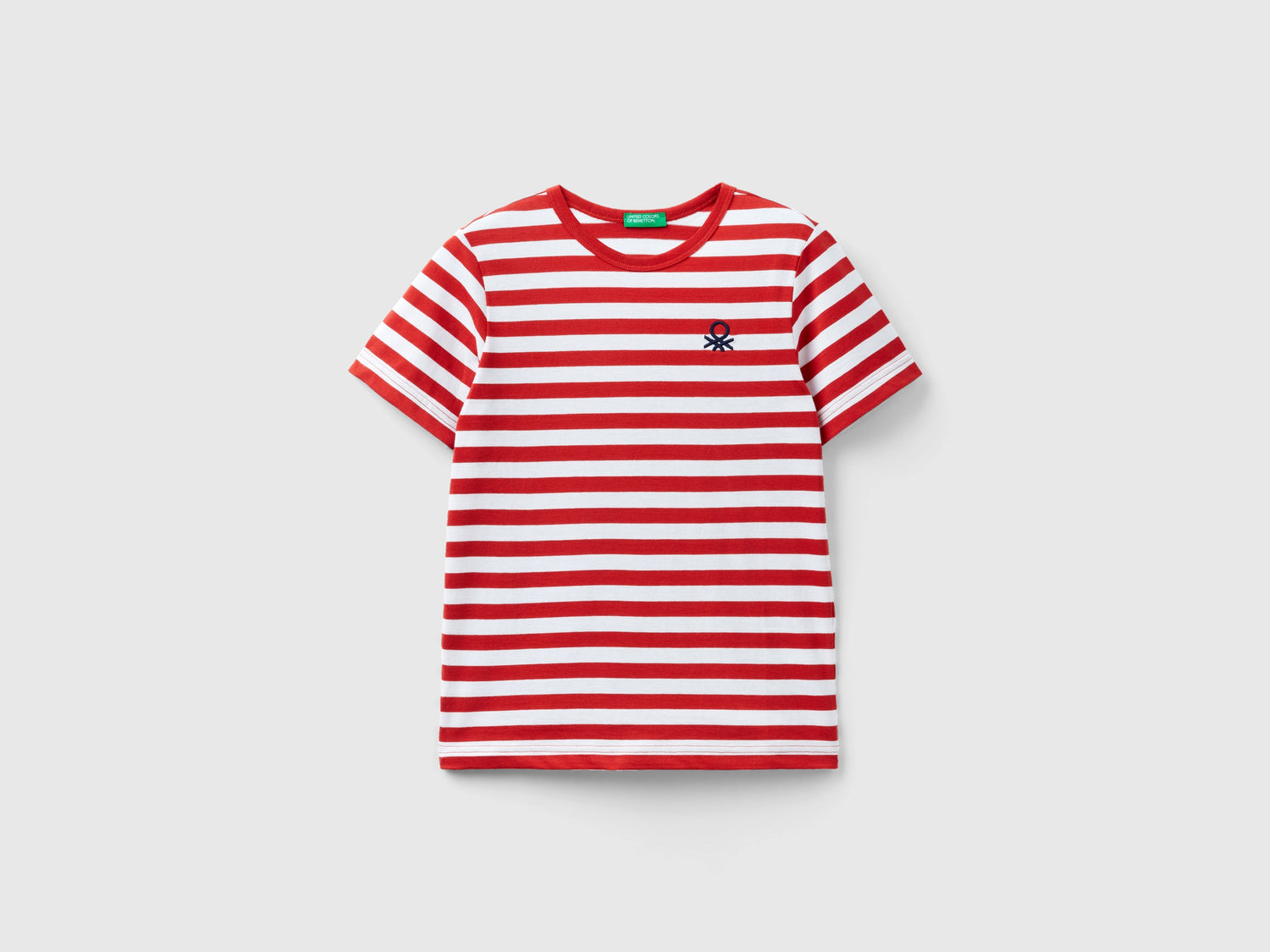 Maglietta a righe 100% cotone da bambino rosso | Benetton Outlet