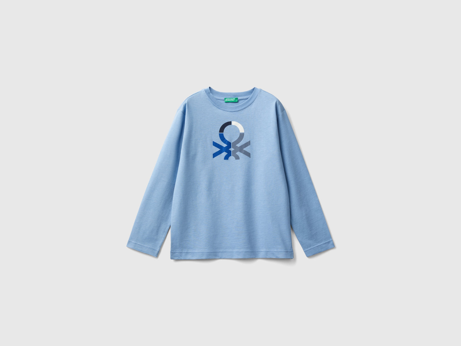 T-shirt manica lunga 100% cotone bio da bambino azzurro | Benetton Outlet