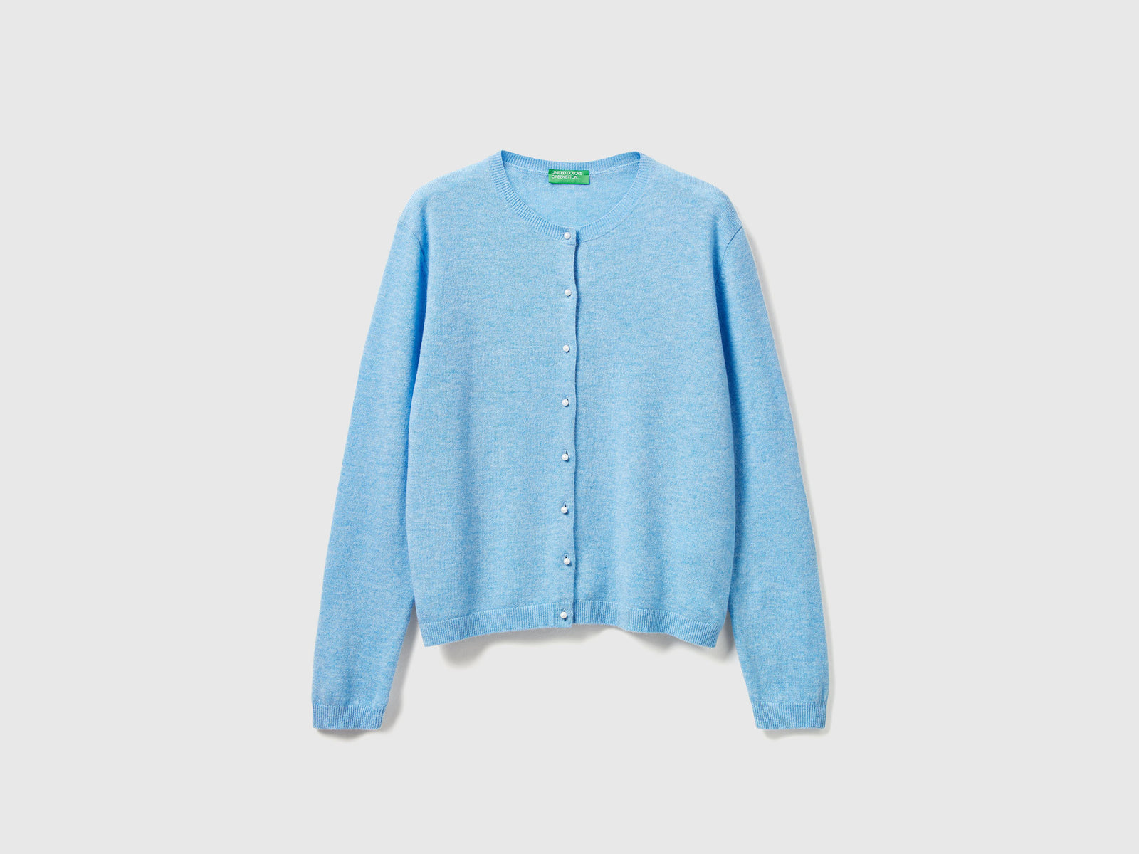 Cardigan in pura lana Merino da donna azzurro | Benetton Outlet