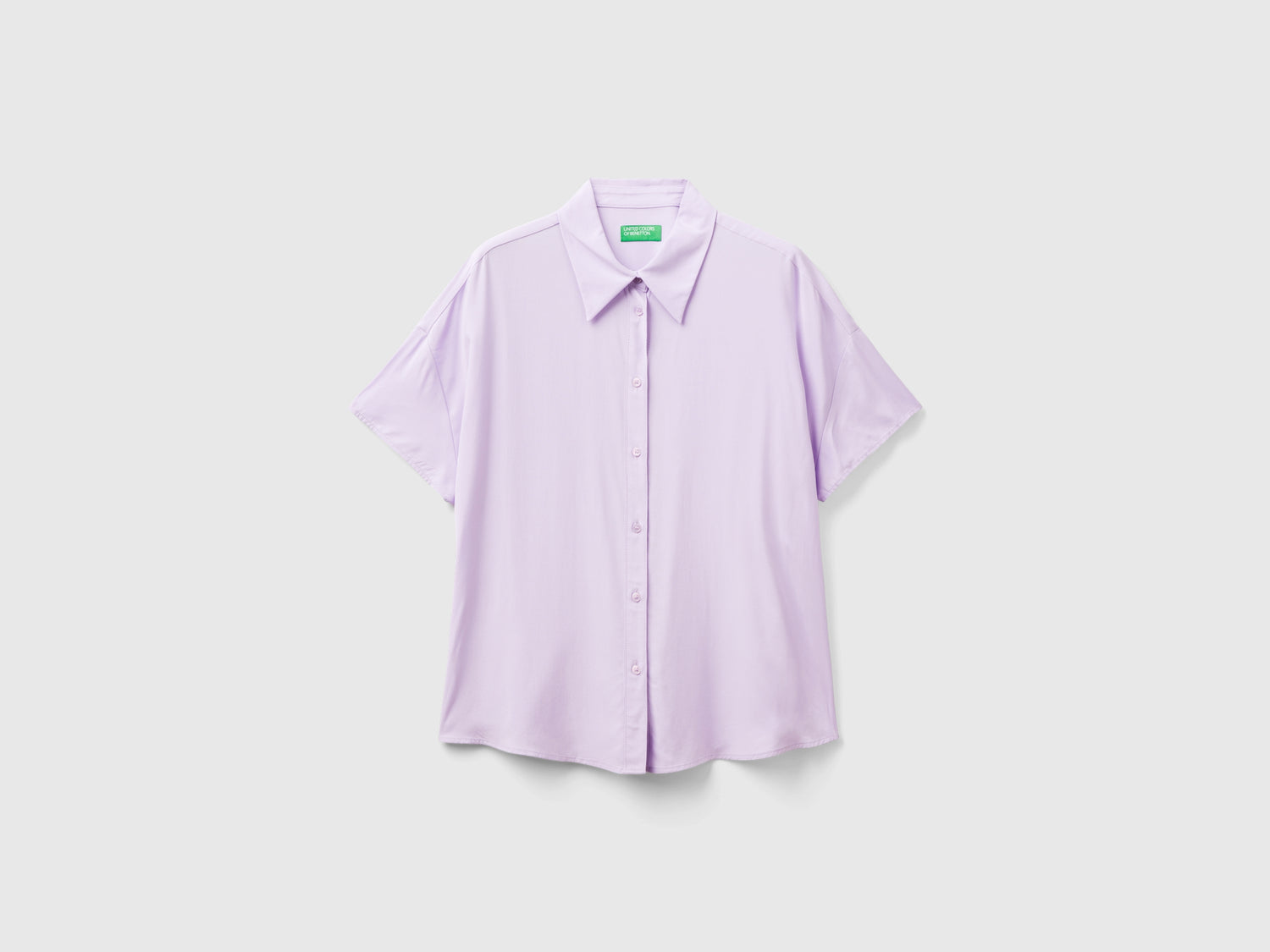 Camicia a manica corta in viscosa da donna lilla | Benetton Outlet