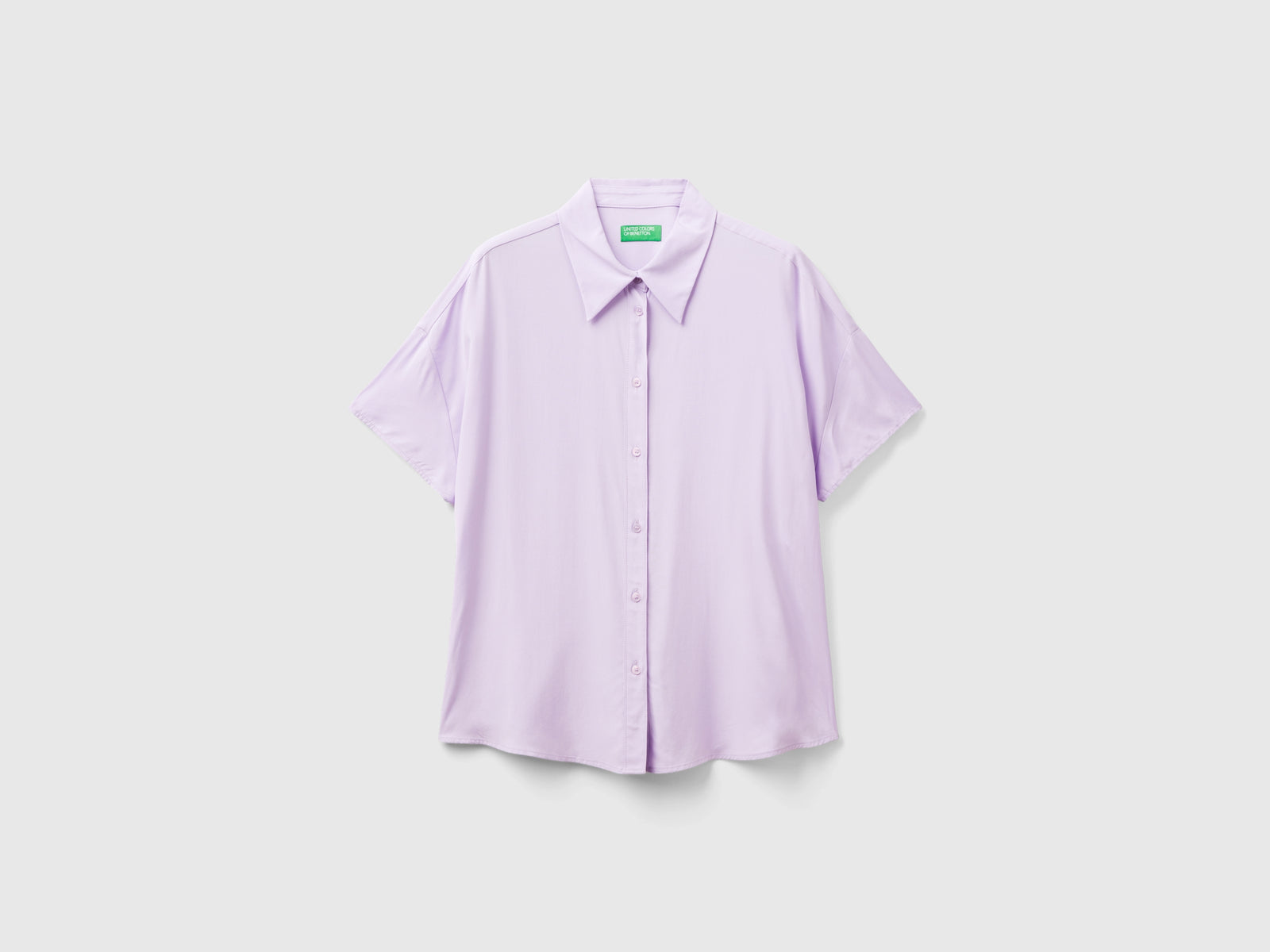 Camicia a manica corta in viscosa da donna lilla | Benetton Outlet