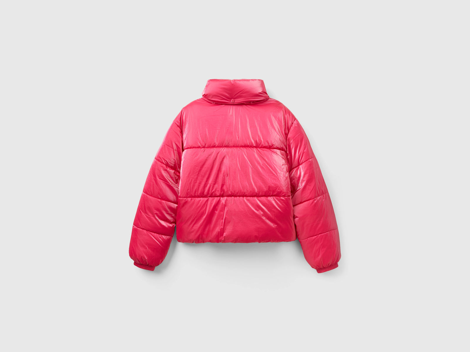 Piumino imbottito in nylon lucido da donna rosso 2 | Benetton Outlet