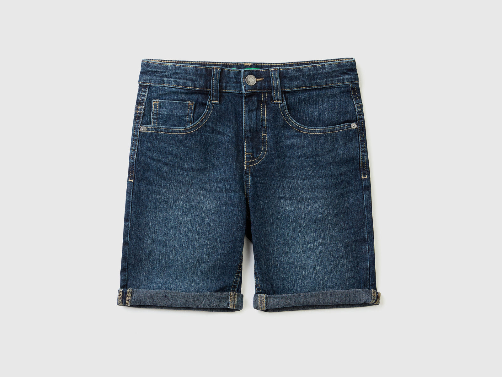 Bermuda slim fit in denim da bambino blu scuro | Benetton Outlet