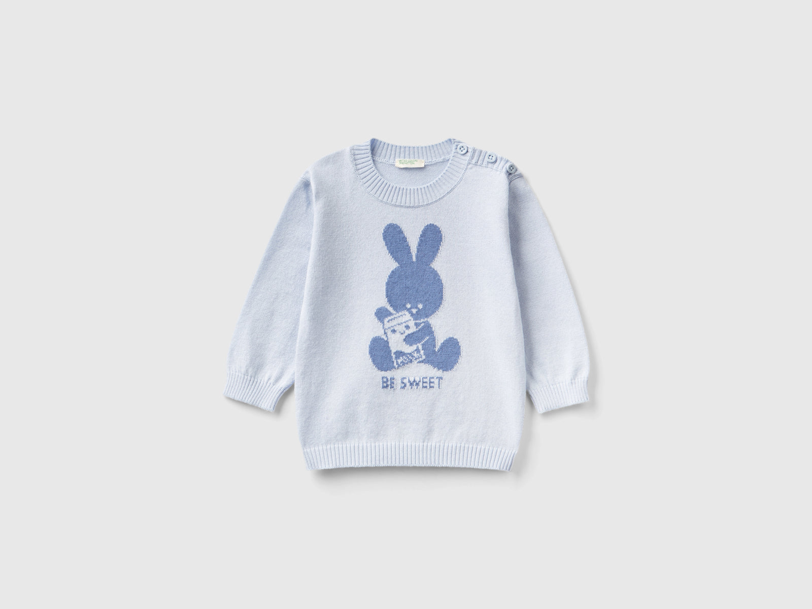 Maglia in caldo cotone con intarsio da neonato celeste | Benetton Outlet