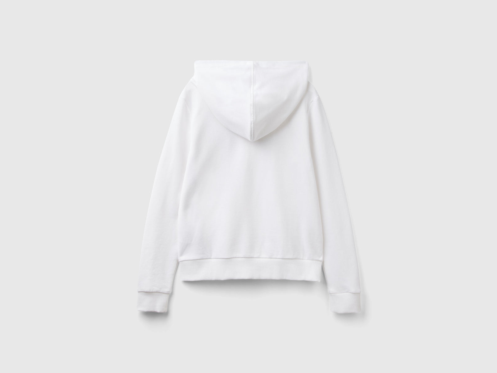 Felpa 100% cotone con zip e cappuccio da donna bianco 2 | Benetton Outlet