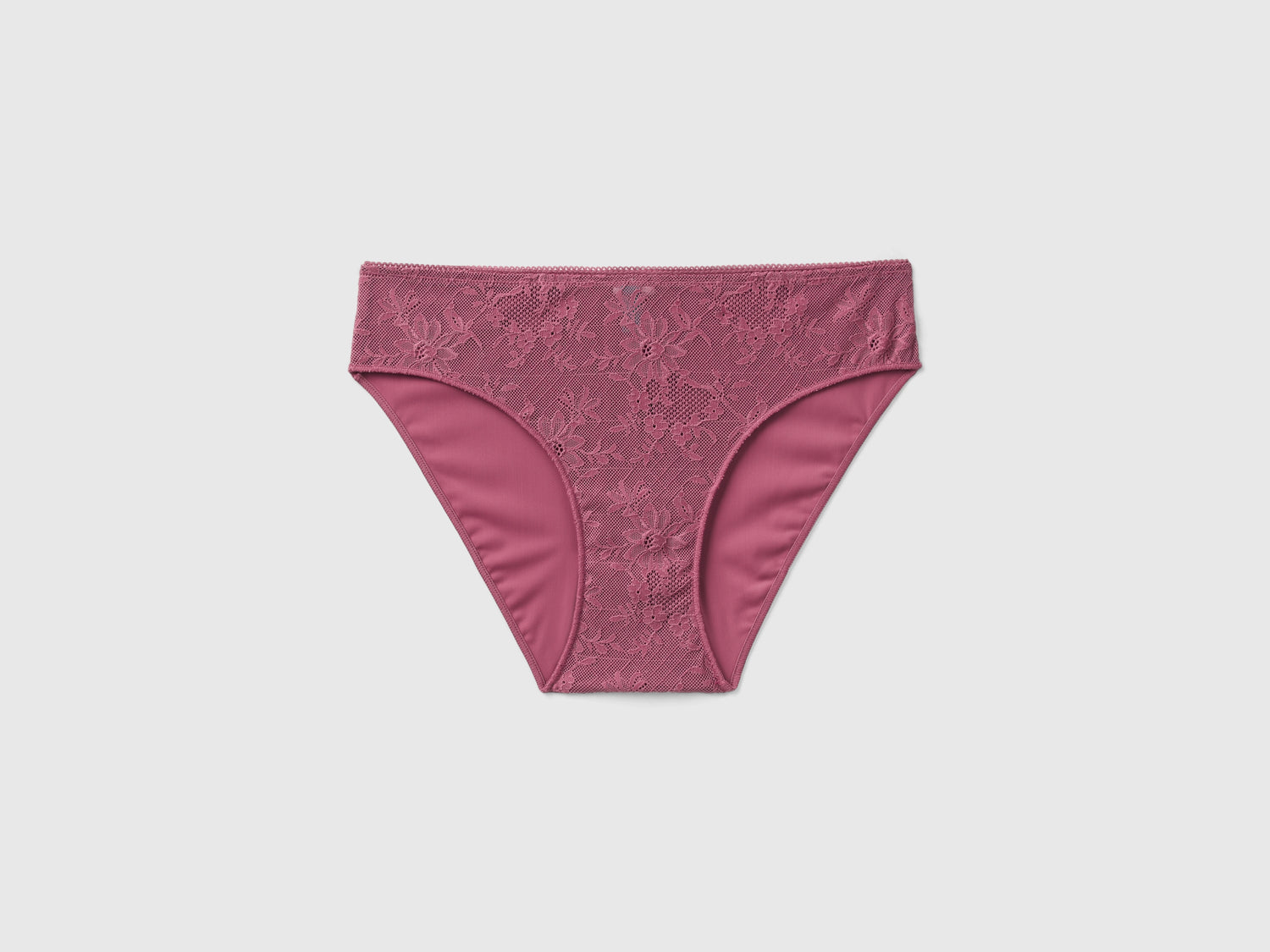Slip in pizzo e microfibra da donna malva scuro | Benetton Outlet