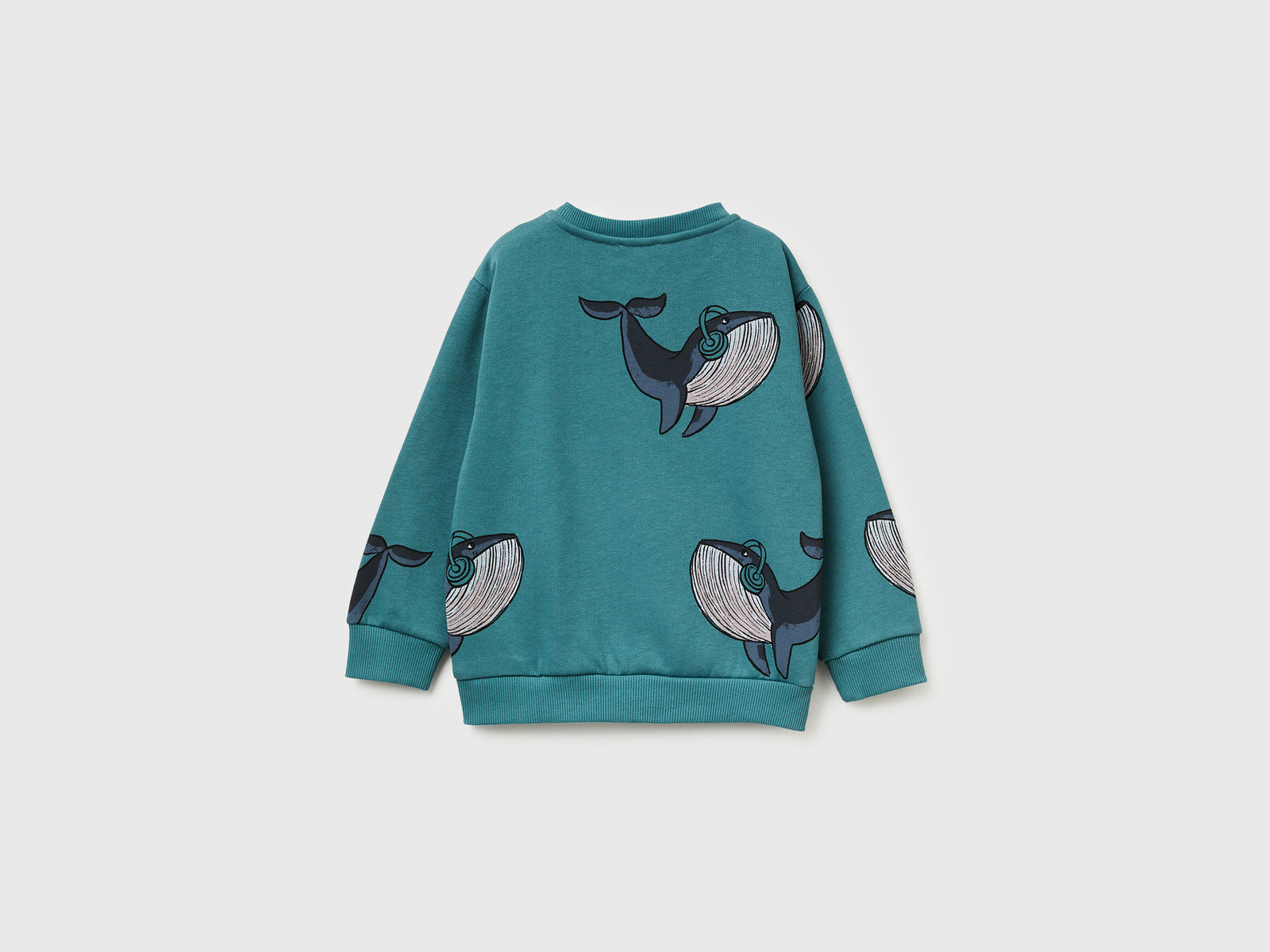 Felpa regular fit con stampa da bimbo verde ottanio 2 | Benetton Outlet