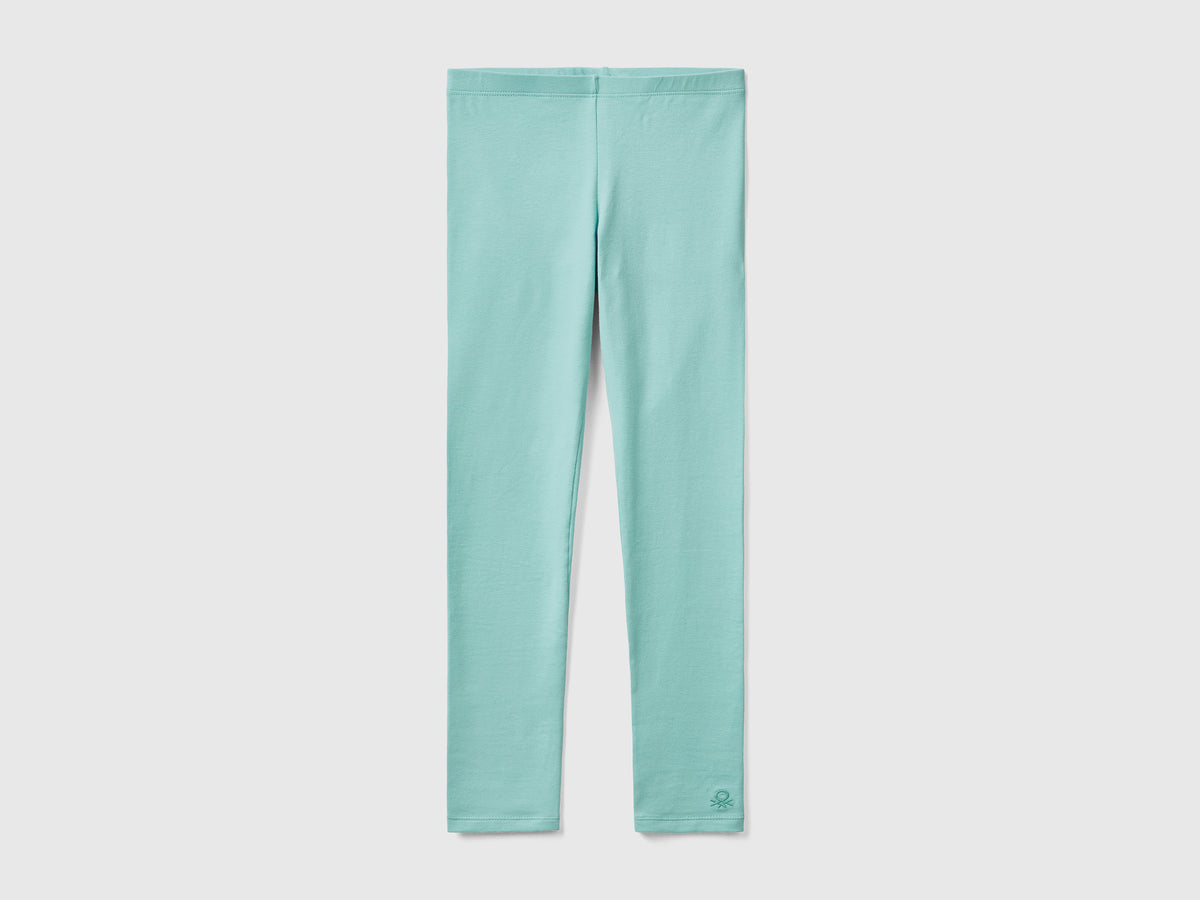 Leggings in cotone stretch con logo
