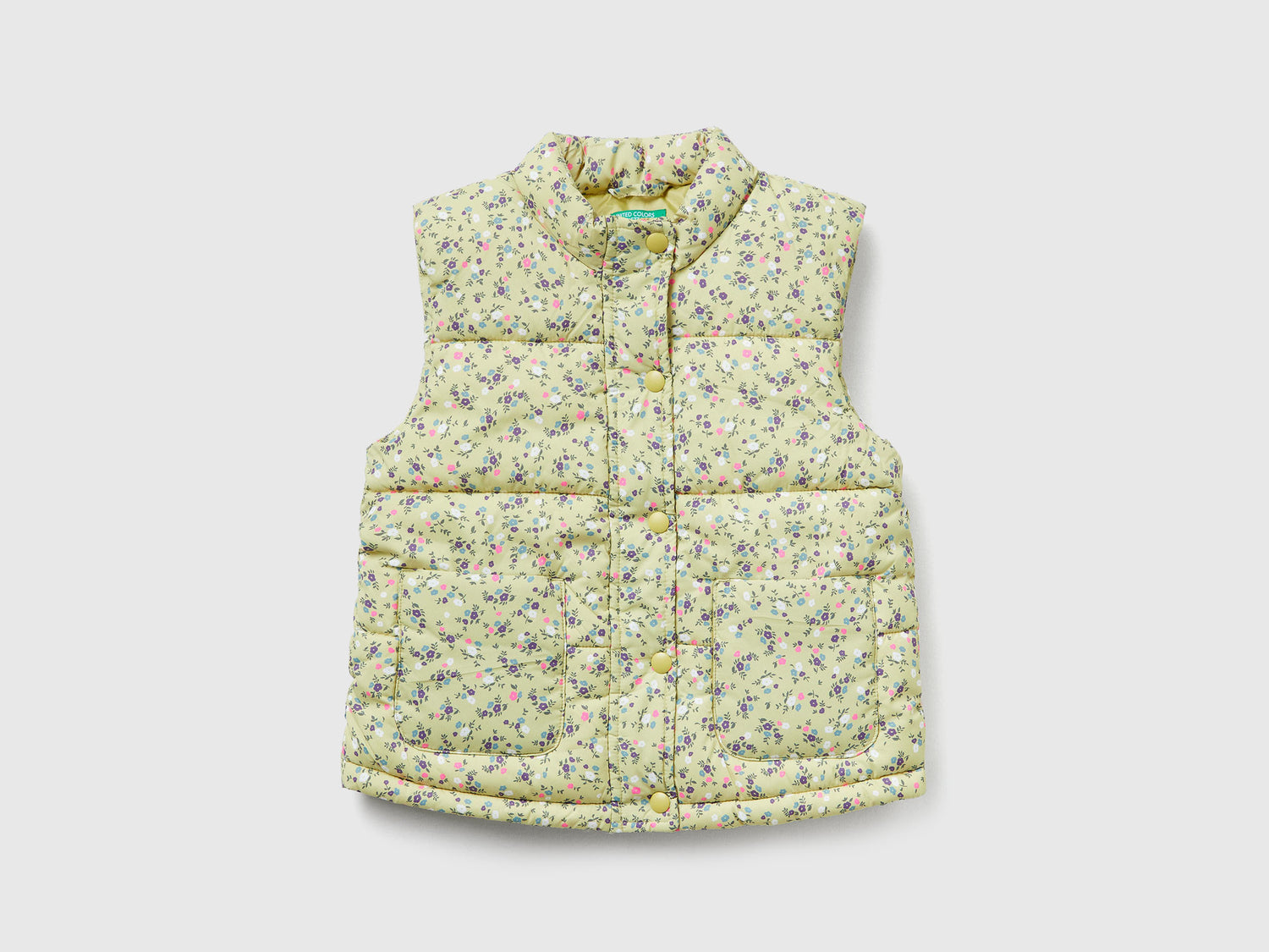 Gilet imbottito "Rain Defender" da bimba verde chiaro | Benetton Outlet