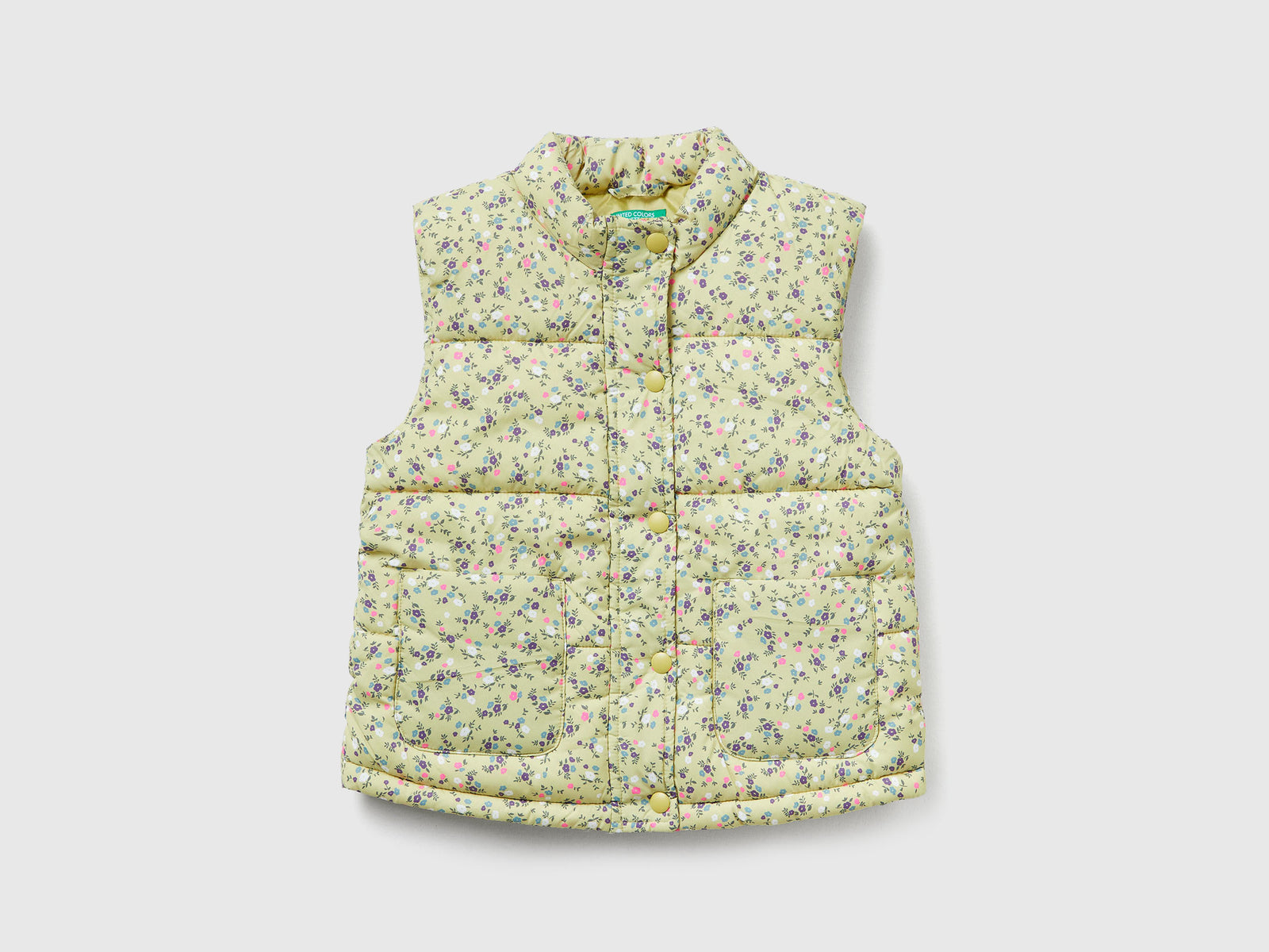 Gilet imbottito "Rain Defender" da bimba verde chiaro | Benetton Outlet
