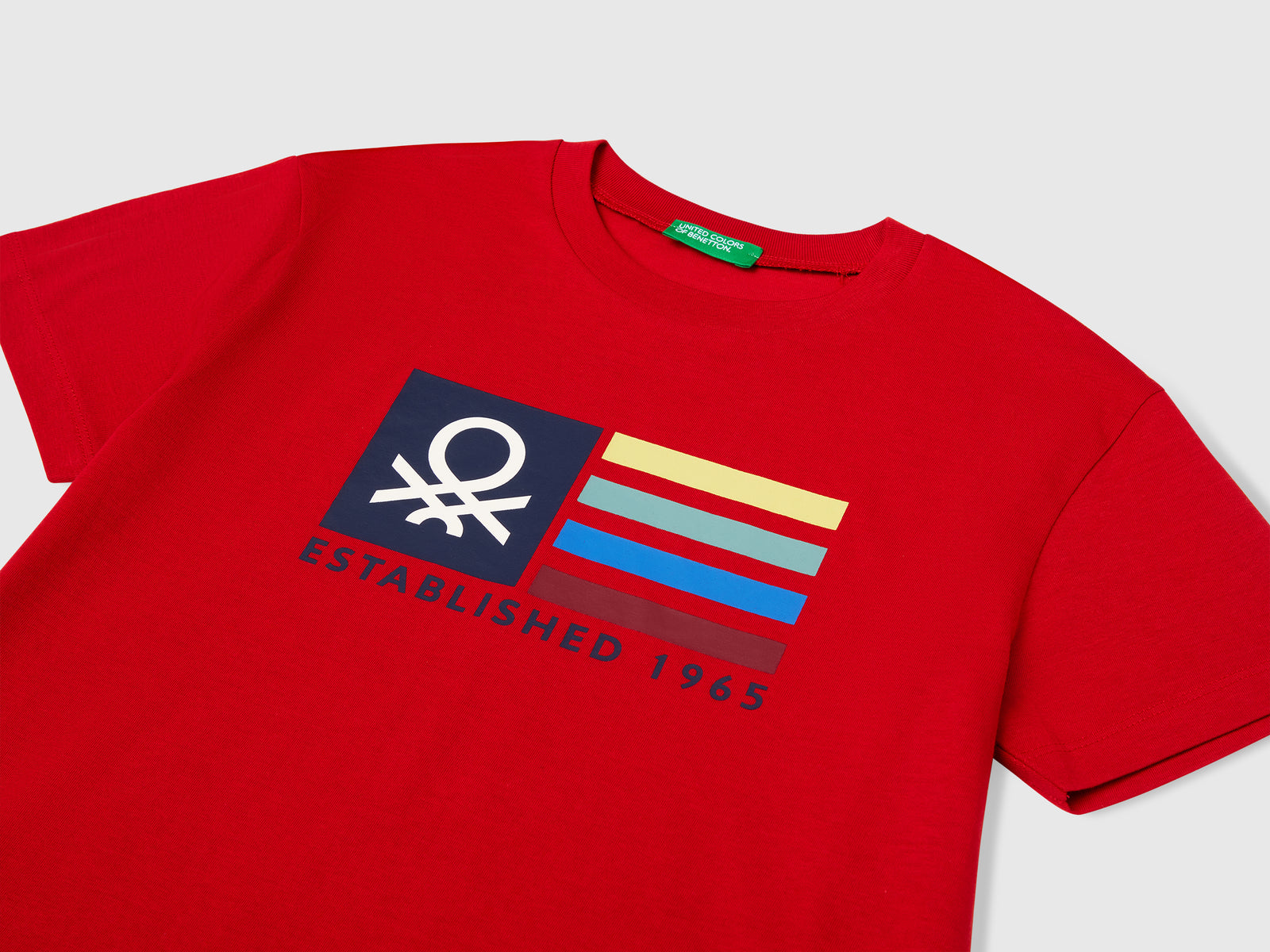 Maglietta in cotone con stampa da bambino rosso 3 | Benetton Outlet