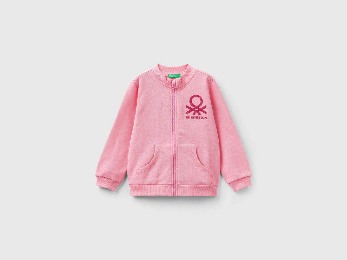 Felpa con zip in cotone bio