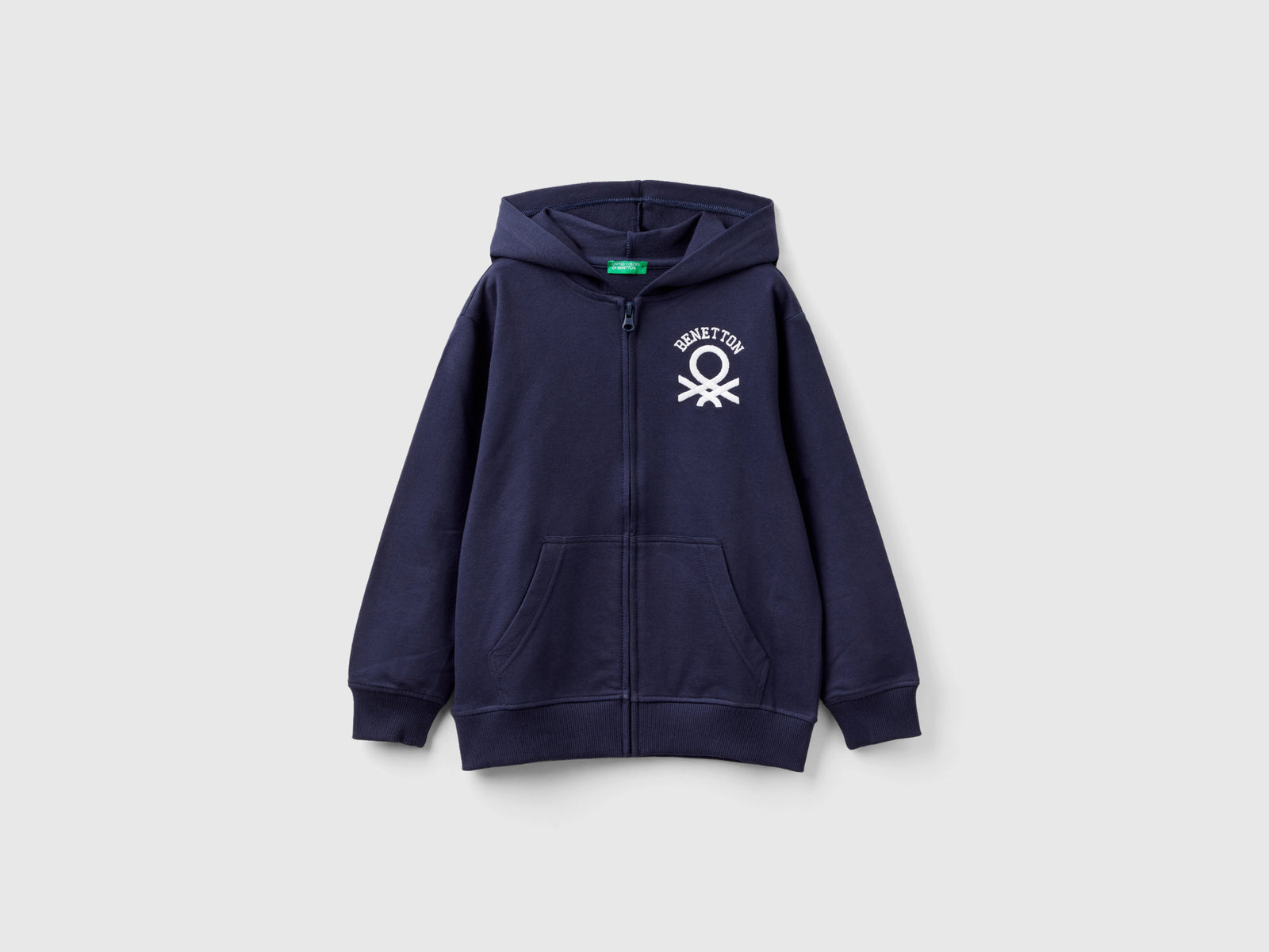 Felpa con zip e cappuccio da bambino blu scuro | Benetton Outlet