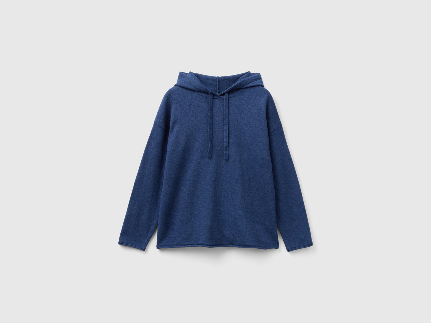 Maglia blu misto cashmere con cappuccio da donna avio | Benetton Outlet