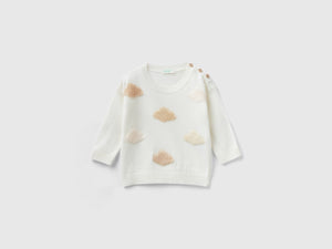 Maglia con nuvolette in misto lana riciclata