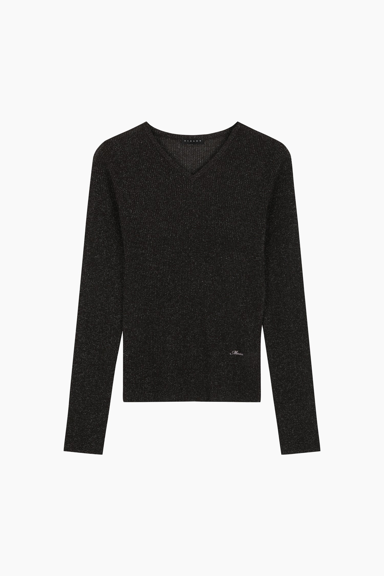 Maglia slim fit a costine da donna nero | Sisley Outlet