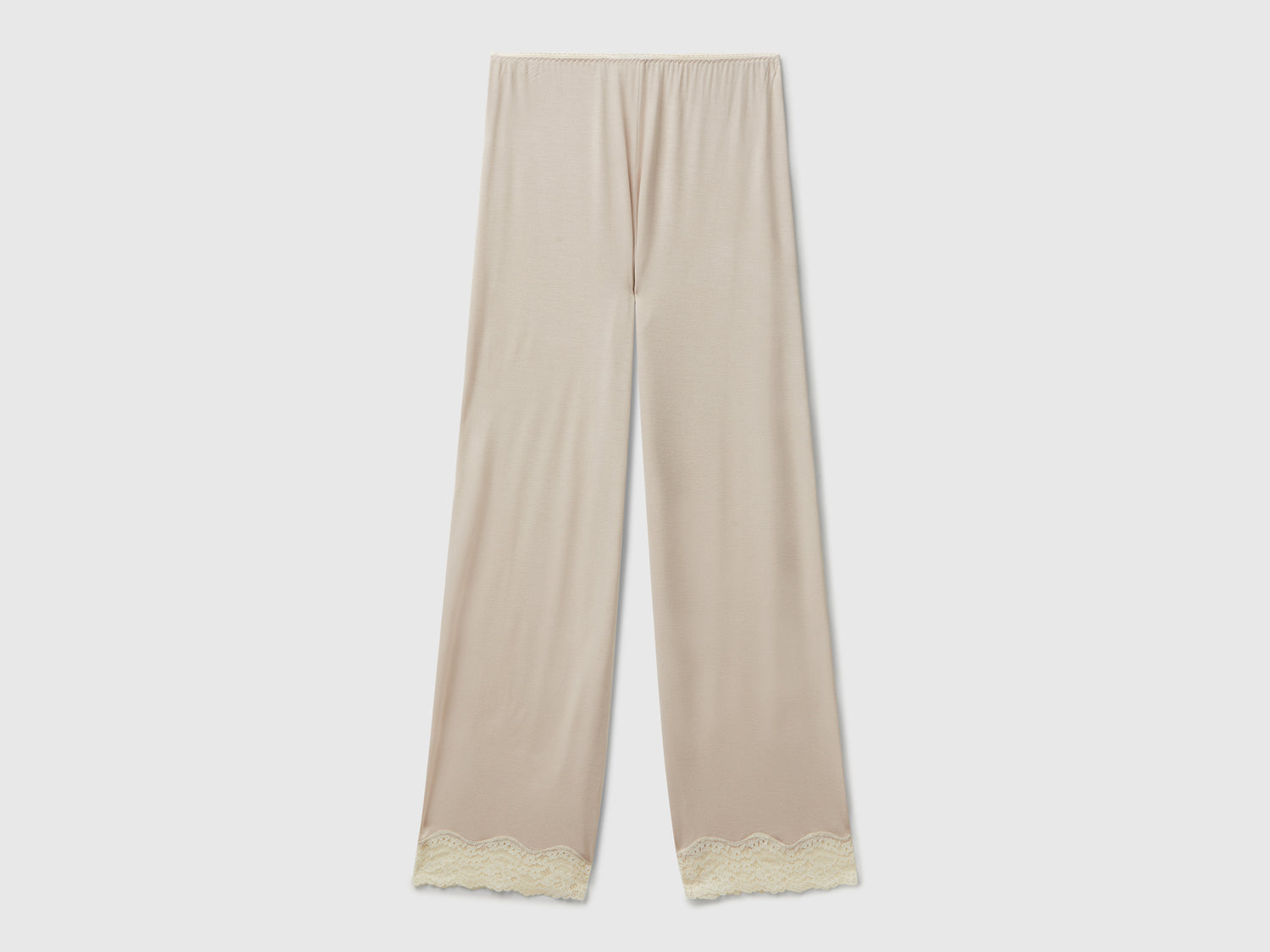 Pantaloni fluidi con pizzo da donna beige | Benetton Outlet
