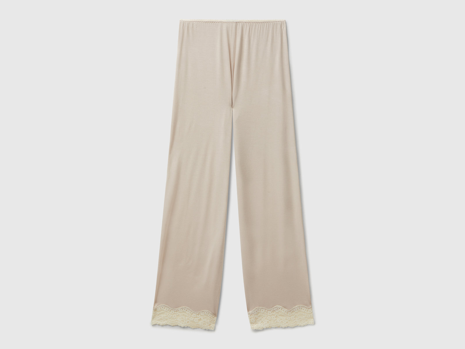 Pantaloni fluidi con pizzo da donna beige | Benetton Outlet