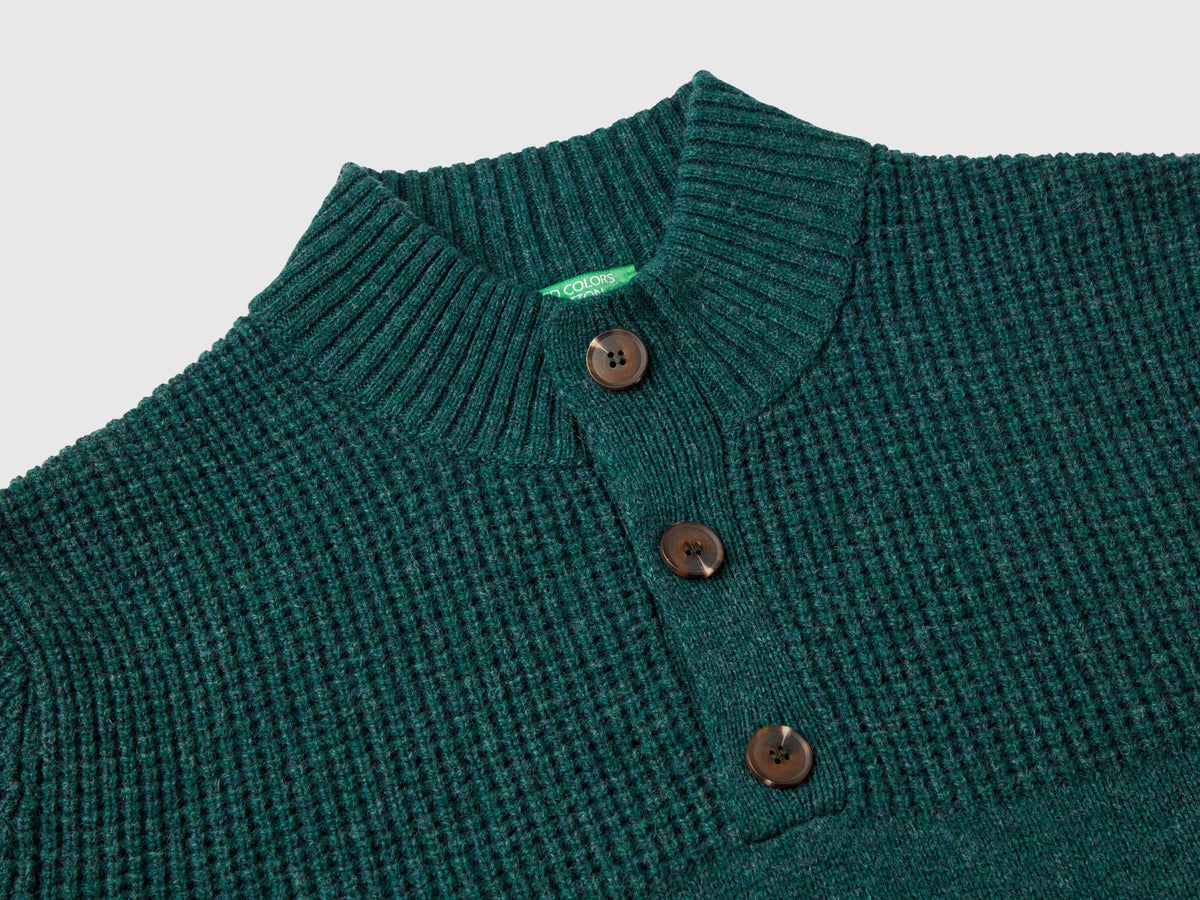 Maglia con collo alto in pura lana Shetland
