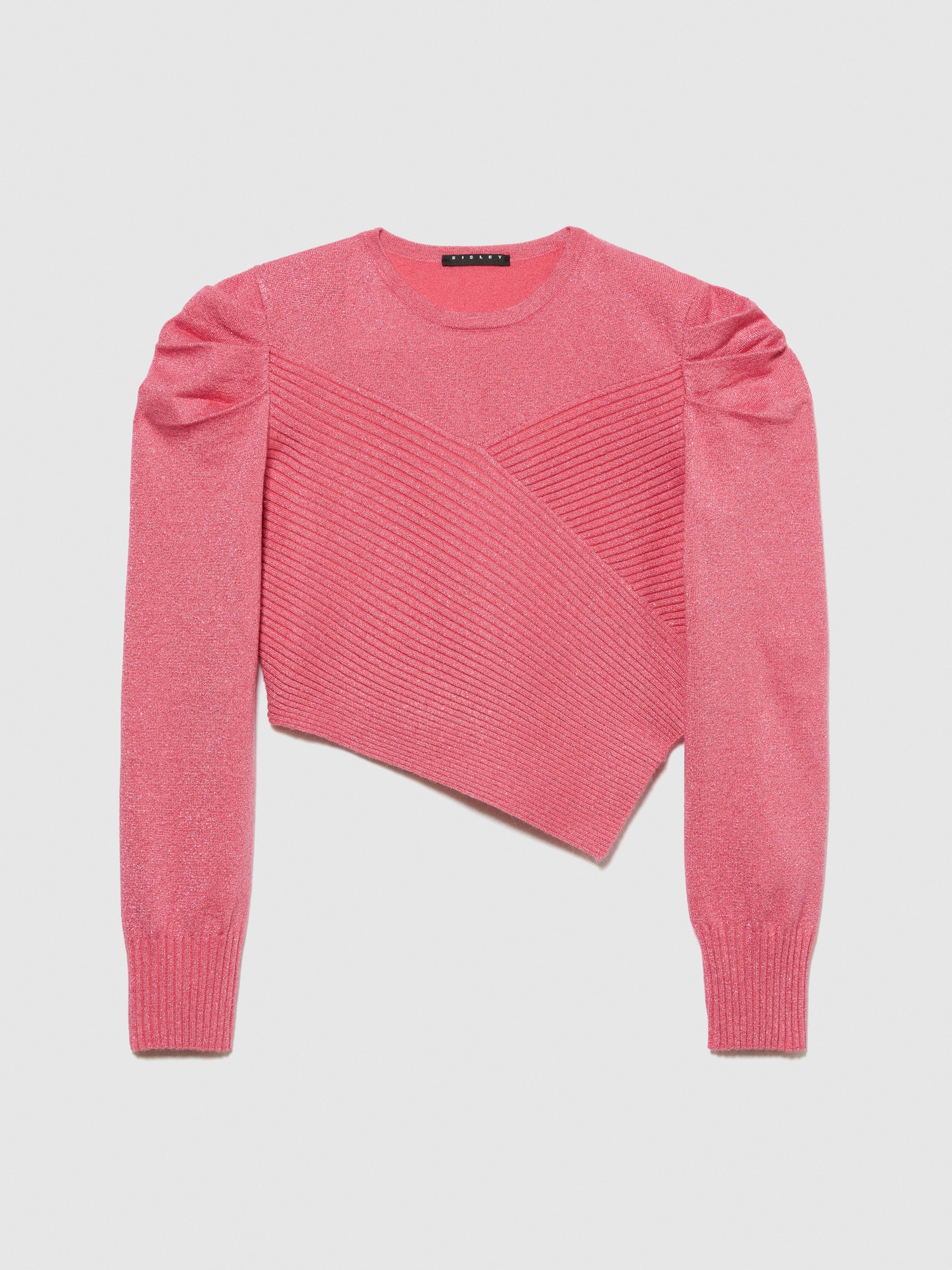 Maglia asimmetrica con lurex da bambina rosa | Sisley young Outlet