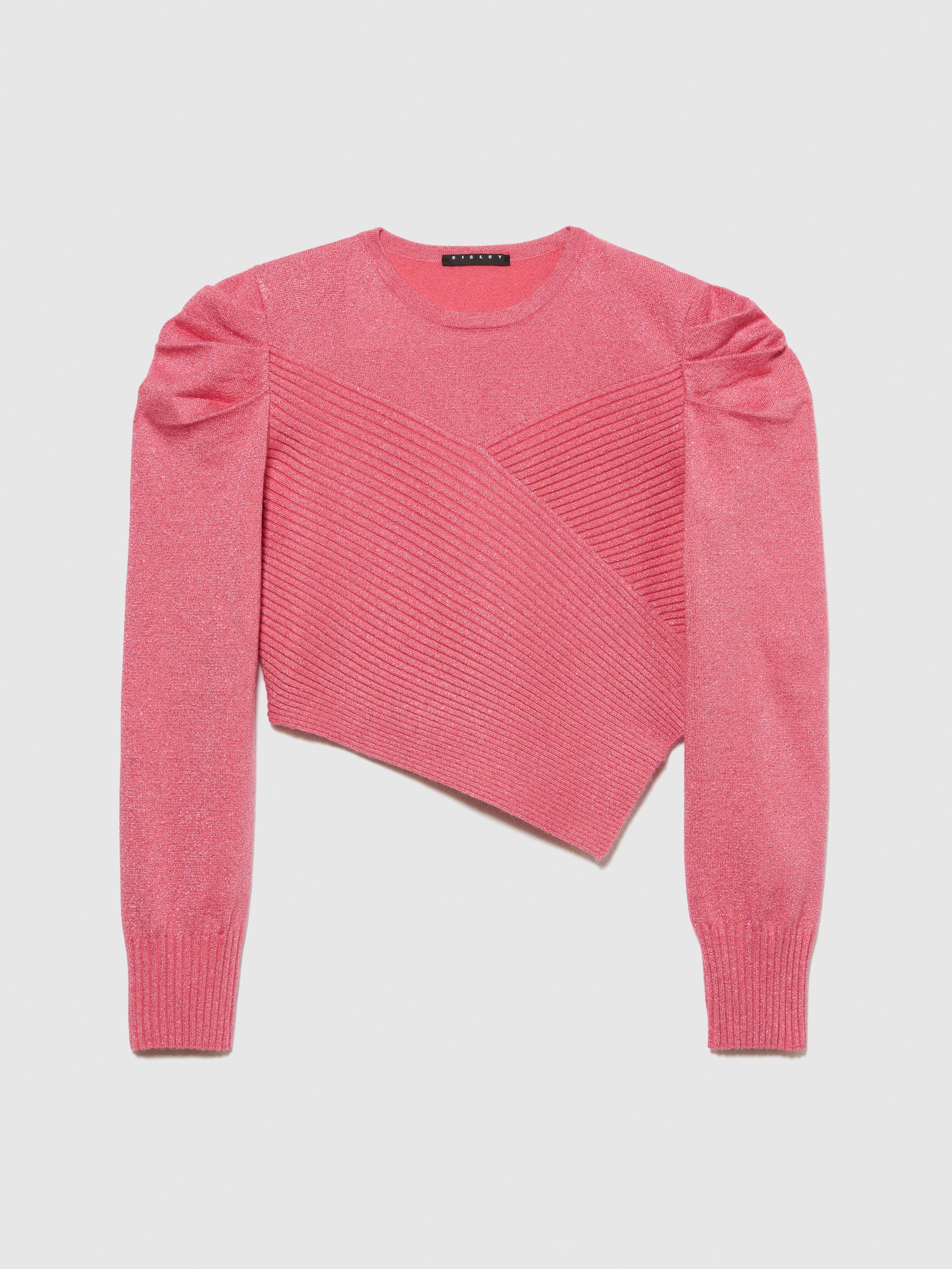 Maglia asimmetrica con lurex da bambina rosa | Sisley young Outlet