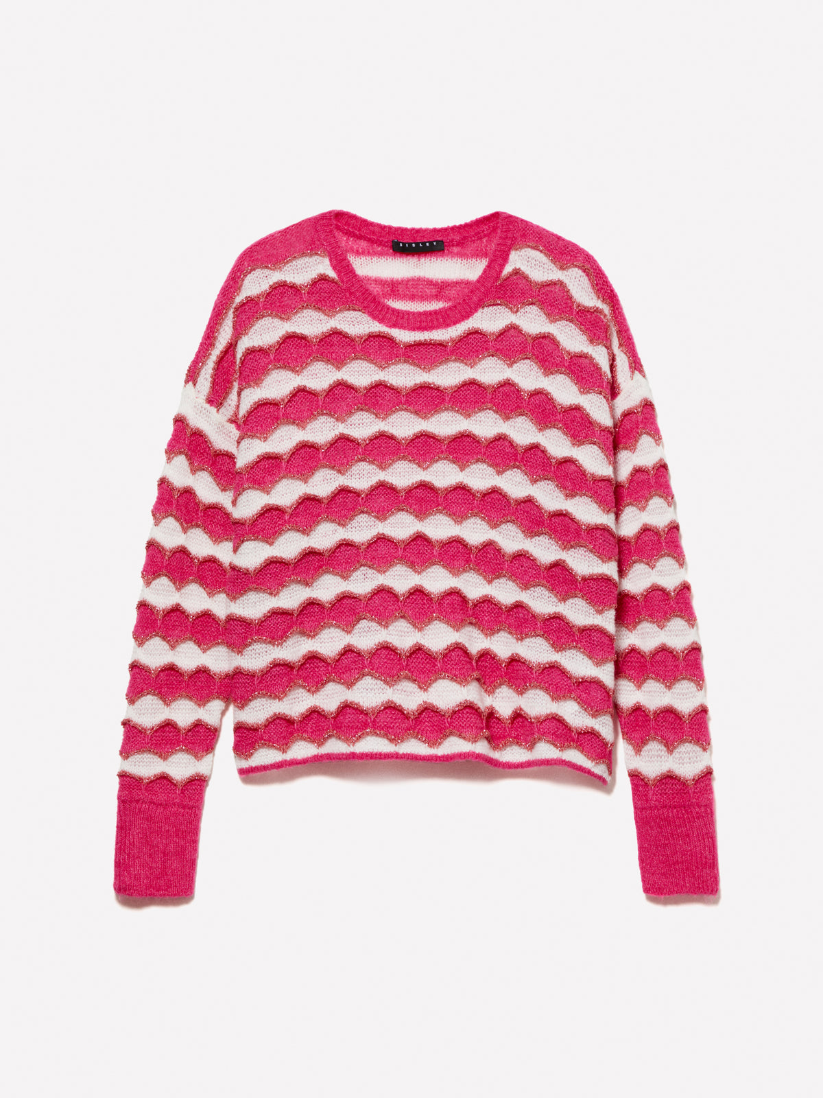 Maglia cropped con lurex fuscia