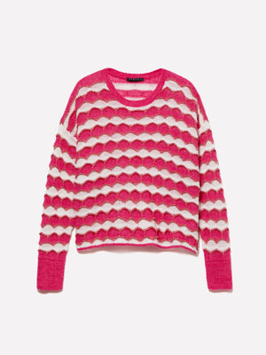 Maglia cropped con lurex fuscia