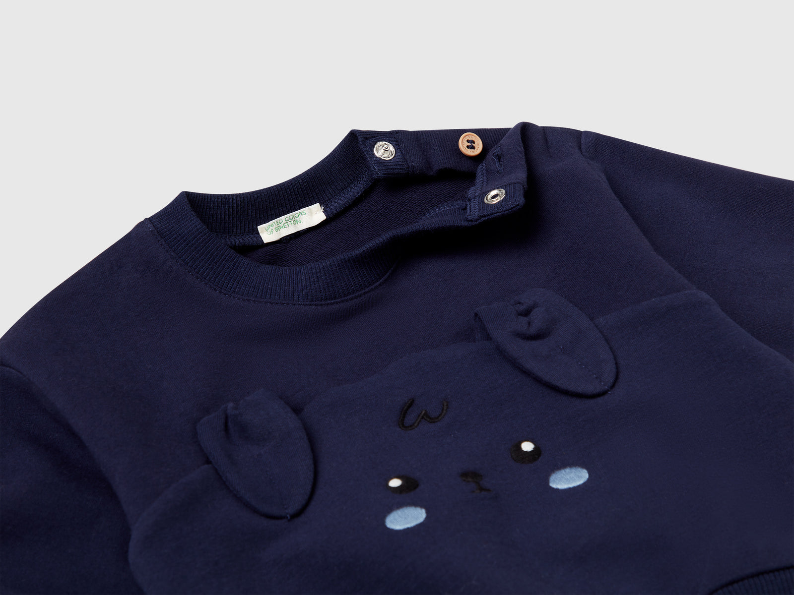 Felpa con ricamo e patch da neonato blu scuro 3 | Benetton Outlet